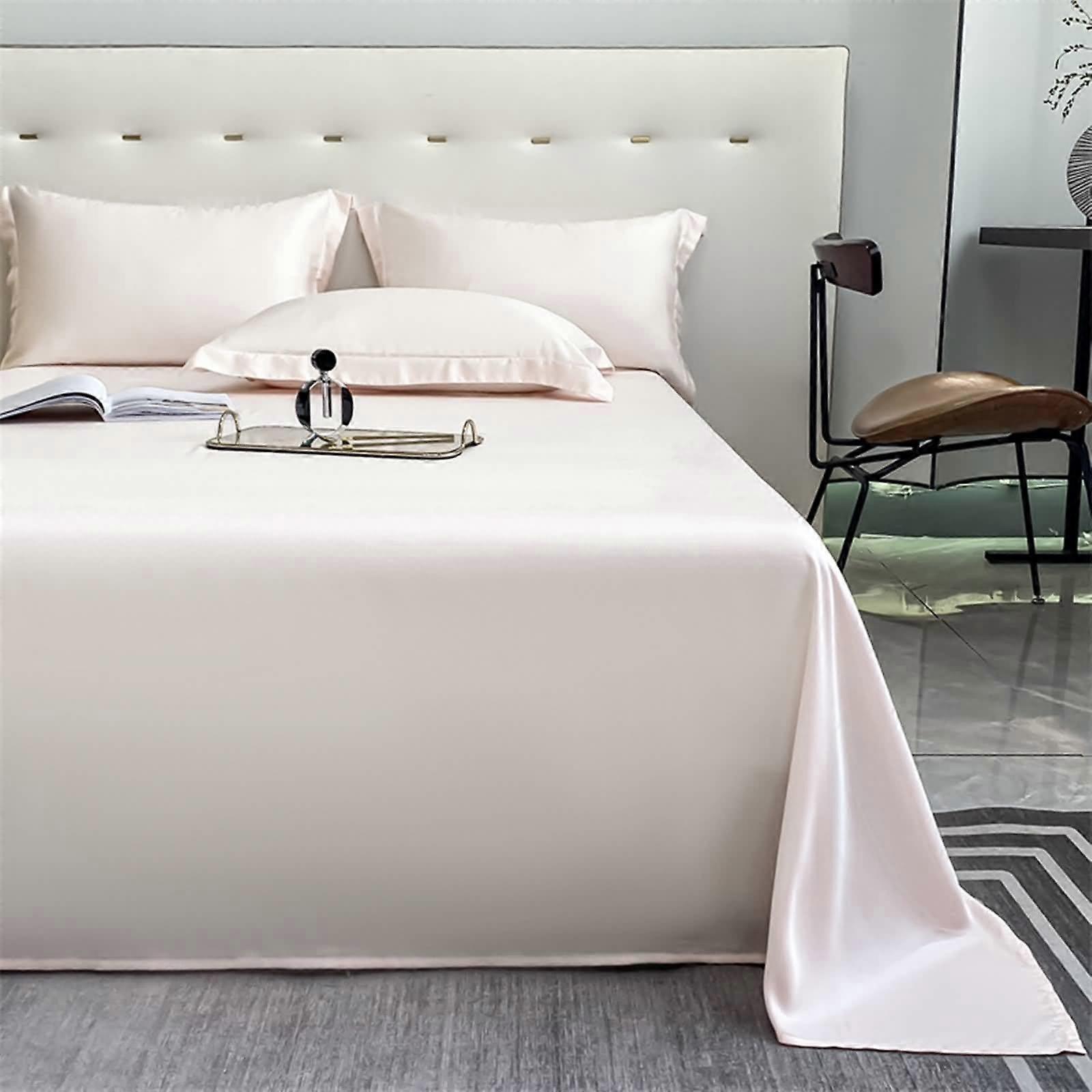 Bed Sheet 245x245 cm Lyocell Fibres 3Piece Set With 2 Pillowcases Plain Beige Pink