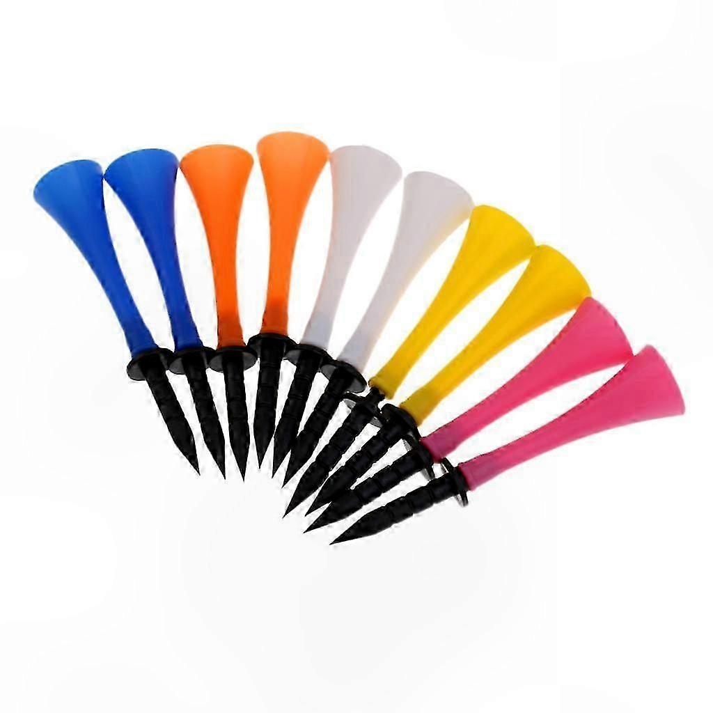 10 Pack 83mm Rubber Golf Tees for Training - Assorted Colors Including Orange