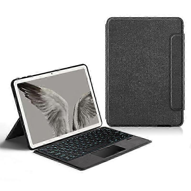 For Google Pixel Tablet PU Leather Stand Case with Backlit Keyboard, Multi-Touch Trackpad