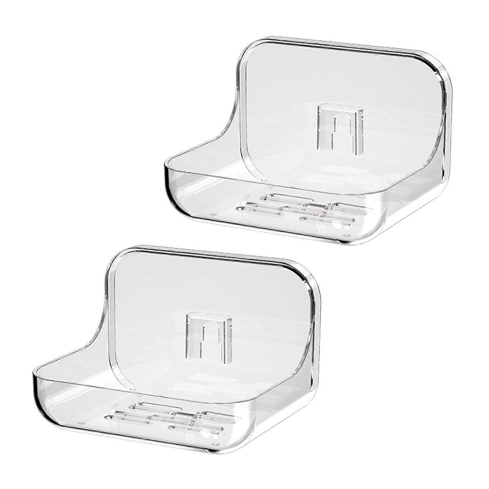 2Pieces Clear Soap Organizers With Drain Holes NonDrill Mounting Aesthetics Design For Bathroom Countertop for Sink  Clear