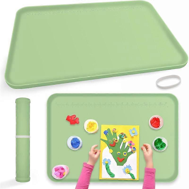 Mats for Crafts, 24" x 16" Green  Painting Mat for  with Raised Sides, Craft Mat for Clay, , Slime,  Making and Crafts Creation