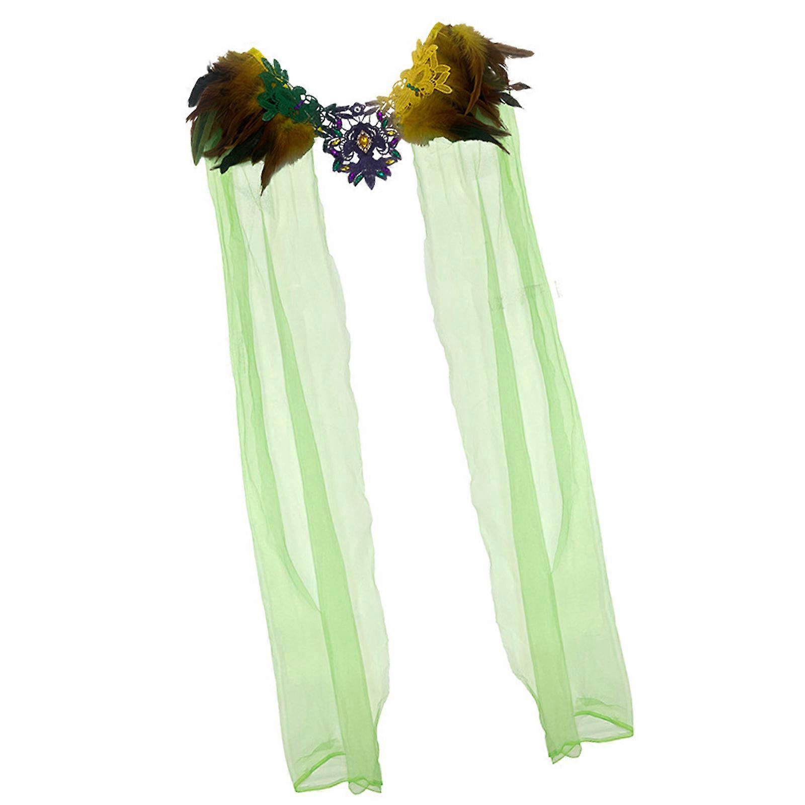 Multifunctional Fantasy Cape Decorated With Mixed Color Feather Costume Accessory For Anime Conventions Multicolor