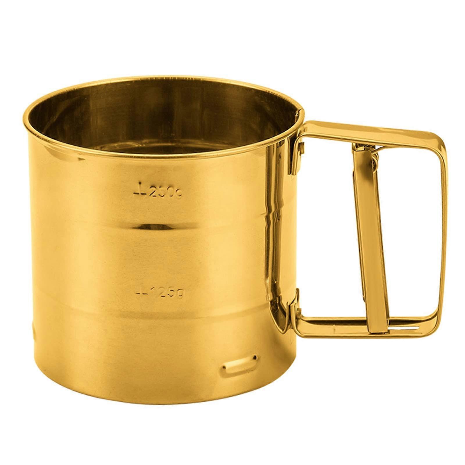 Stainless Steel Flour Sifter Cup with Mesh Sieve and Measuring Scale for Baking Sugar Powder Ref: 6220