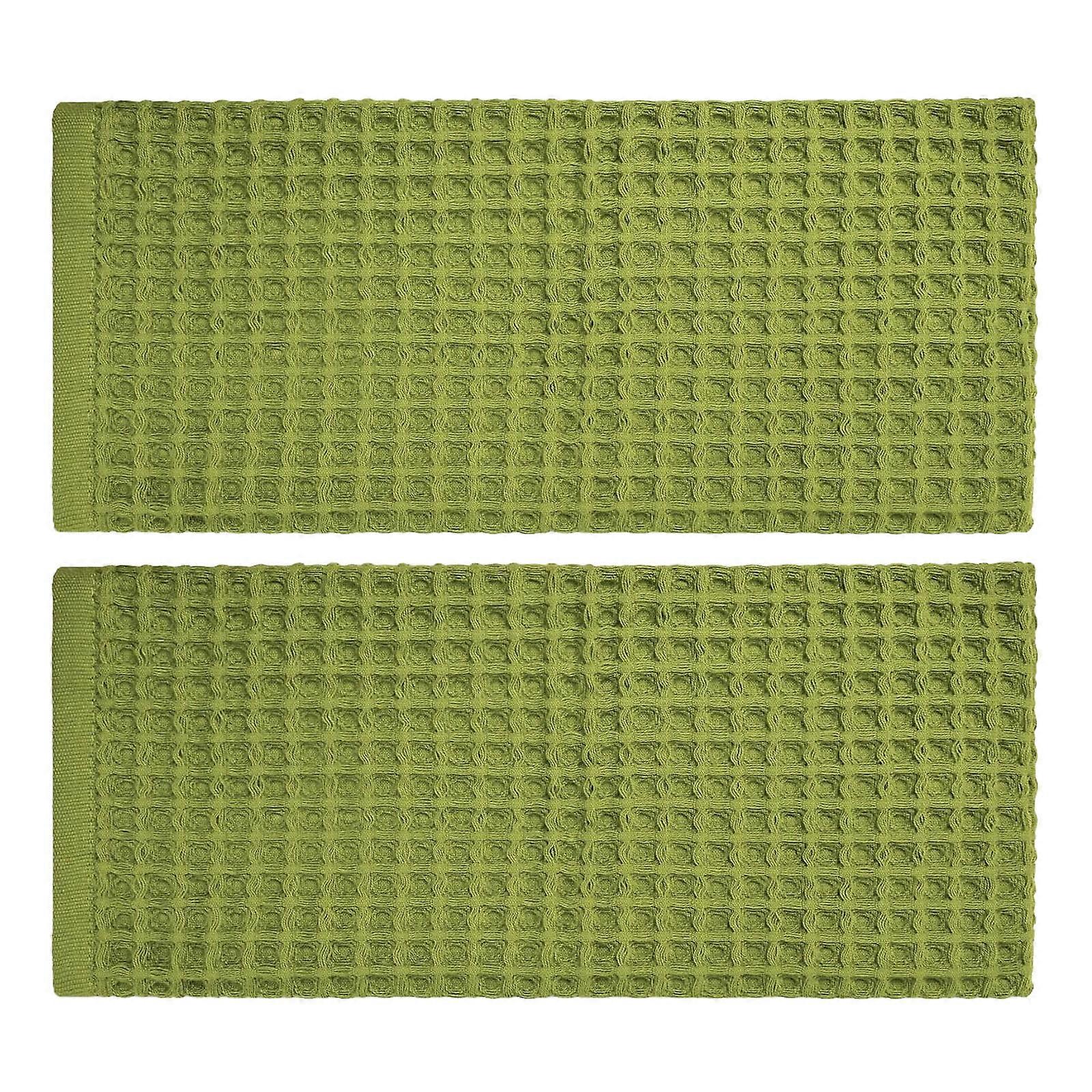 Set of 2 Absorbent Cotton Towels for Home, Travel, and Cookware Cleaning Lightweight Cotton Towels Waffle Pattern Multicolor