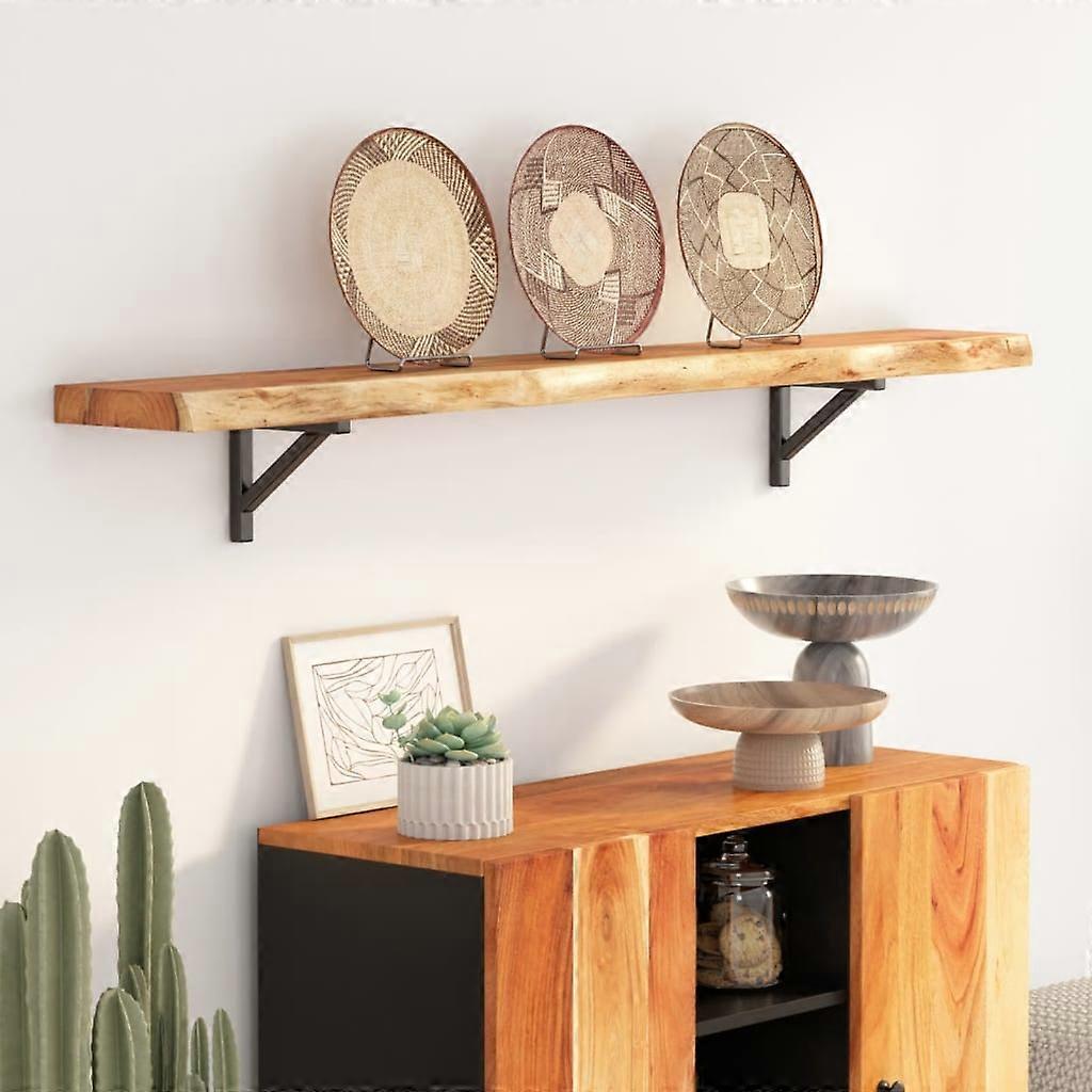 Wall Shelf 180x20x2.5 cm Rectangular Solid Wood Acacia Tree Edge