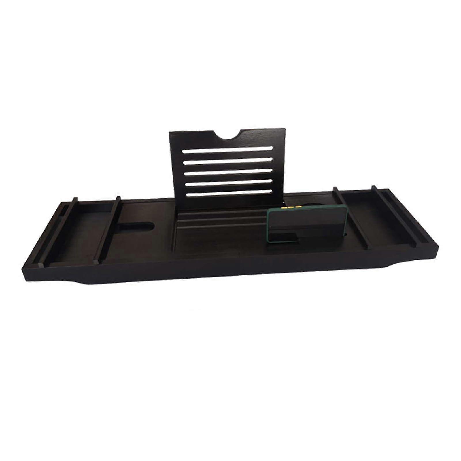 Extendable Bamboo Bath Caddy Tray Adjustable Bathtub Rack for Wine, Books and Tablet