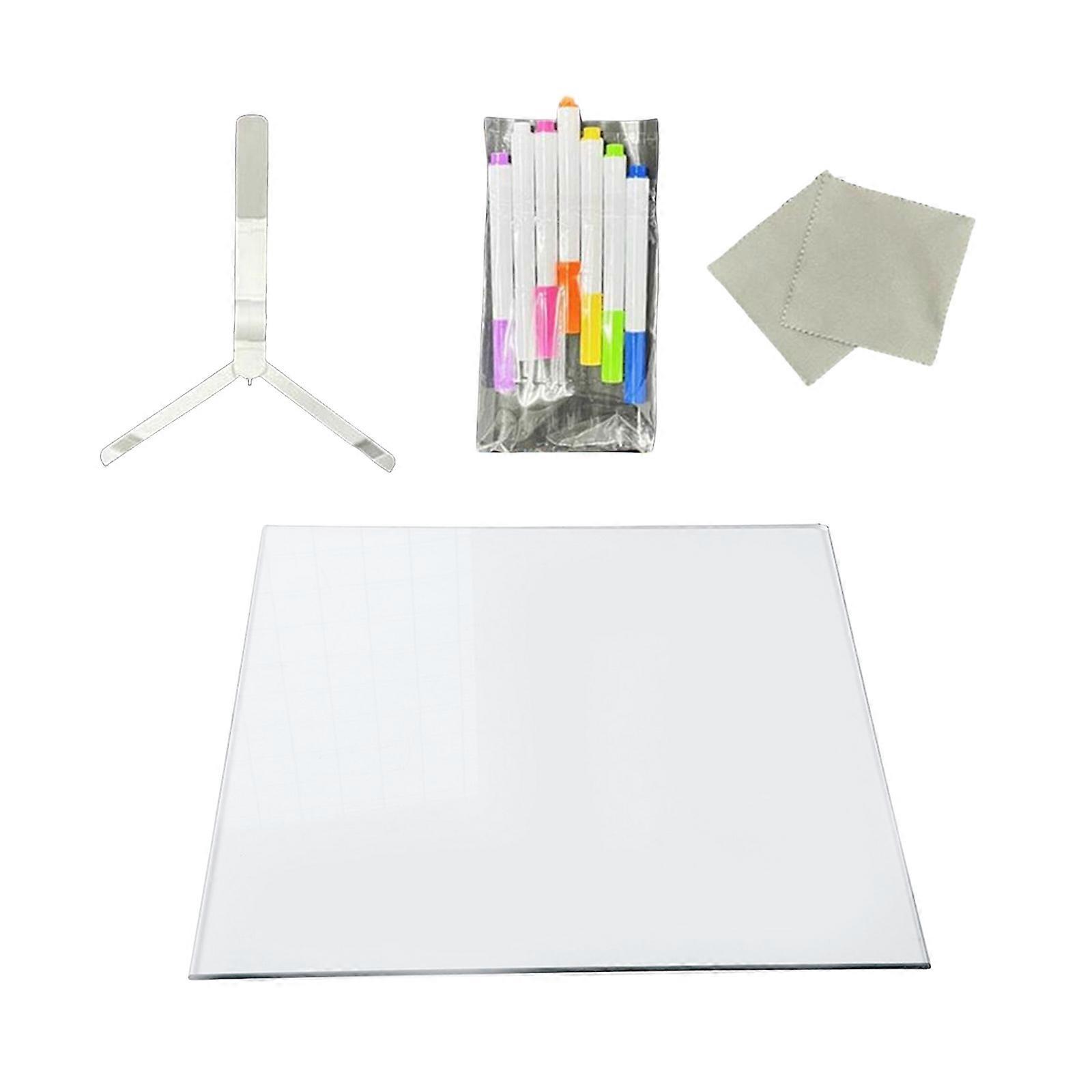 Acrylic Dry Erases Board with 7 Colour Pens LED Light Memo Message Board Rewritable Note Board for Office Home Desk  15x15cm