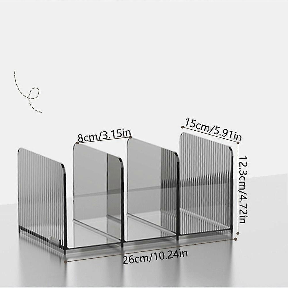 Durable-Compartment Transparent Bookends Reusable Non-Slip Documents Stand Stackable Thicken Desktop Bookshelf Table A
