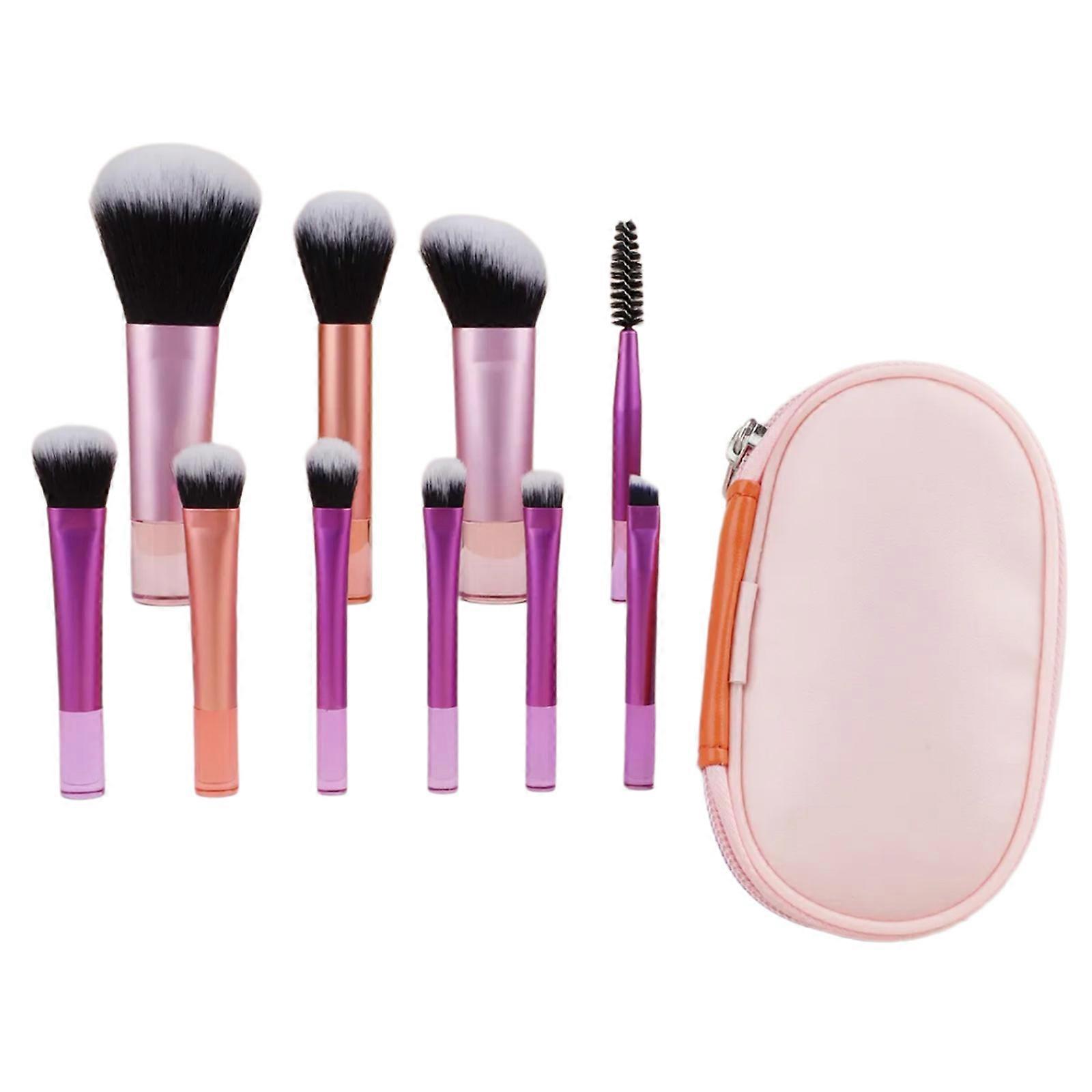 10Pcs Makeup Brushes Set Highlight Brush for Face Powder Blusher Concealers Brow Eyeshadow Contours Make Up Brush Set Multicolor