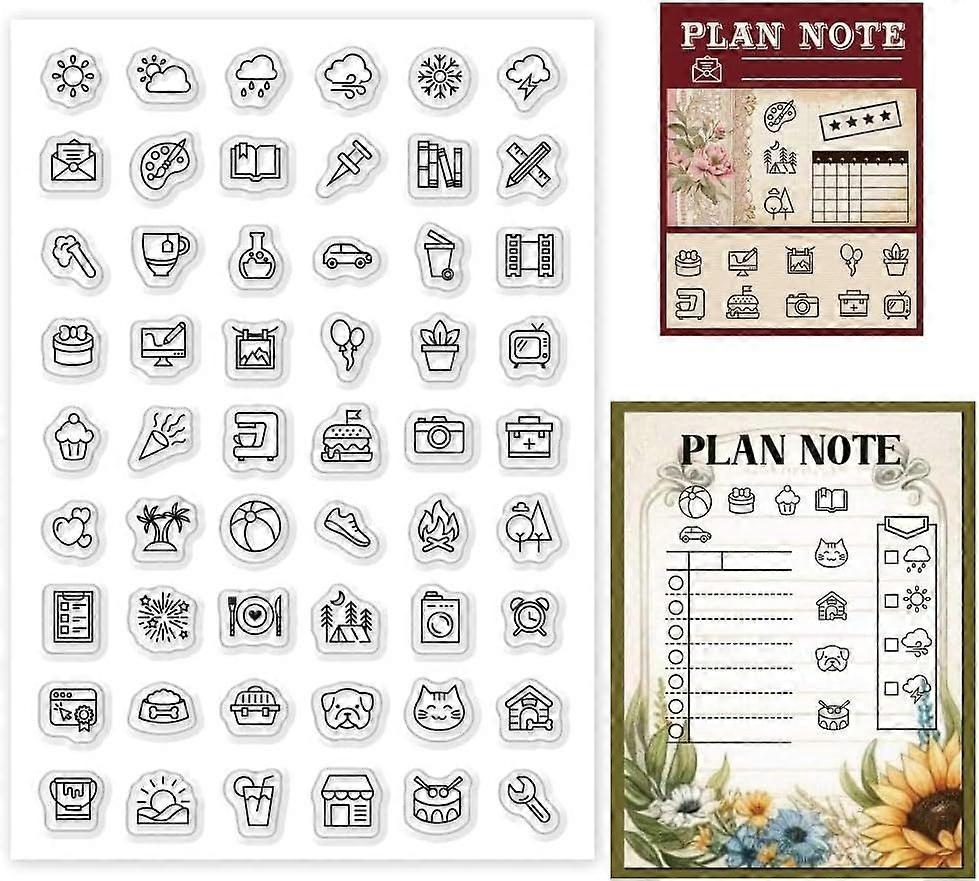 1 Sheet Clear Stamp Daily Life Pattern Transparent Rubber Stamps Reusable Silicone Clear Stamp Seals for Card Making Scrapbooking Embossing Album Chri