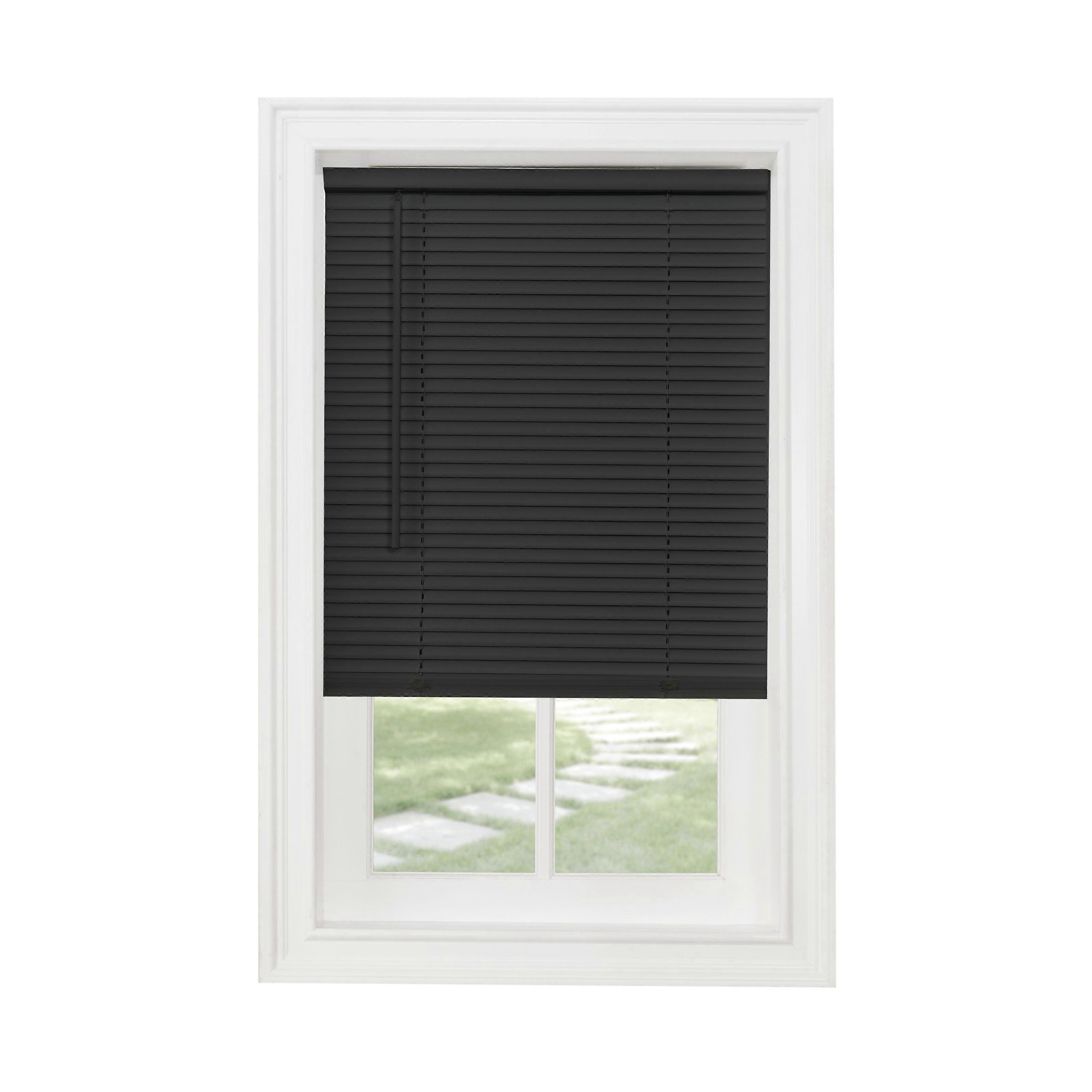Set of 2 Achim Cordless GII Morningstar 1" Light Filtering Mini Window Blinds, Black, 29" wide x 64" Long
