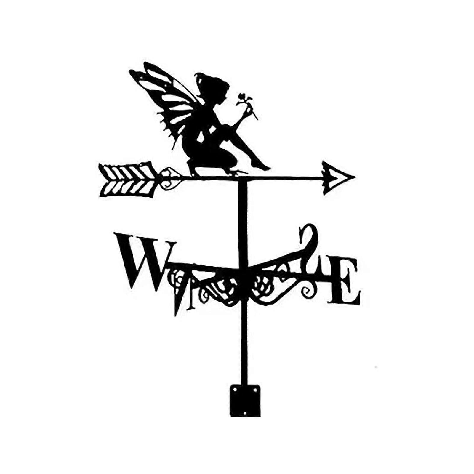 Stainless Steel Black Roof Weather Vane with Arrow Ornament Wind Direction Indicator for Garden