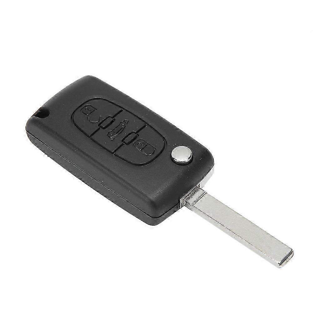 3-Button Car Key Fob Shell Cover with Base (No Groove) - Replacement for Peugeot