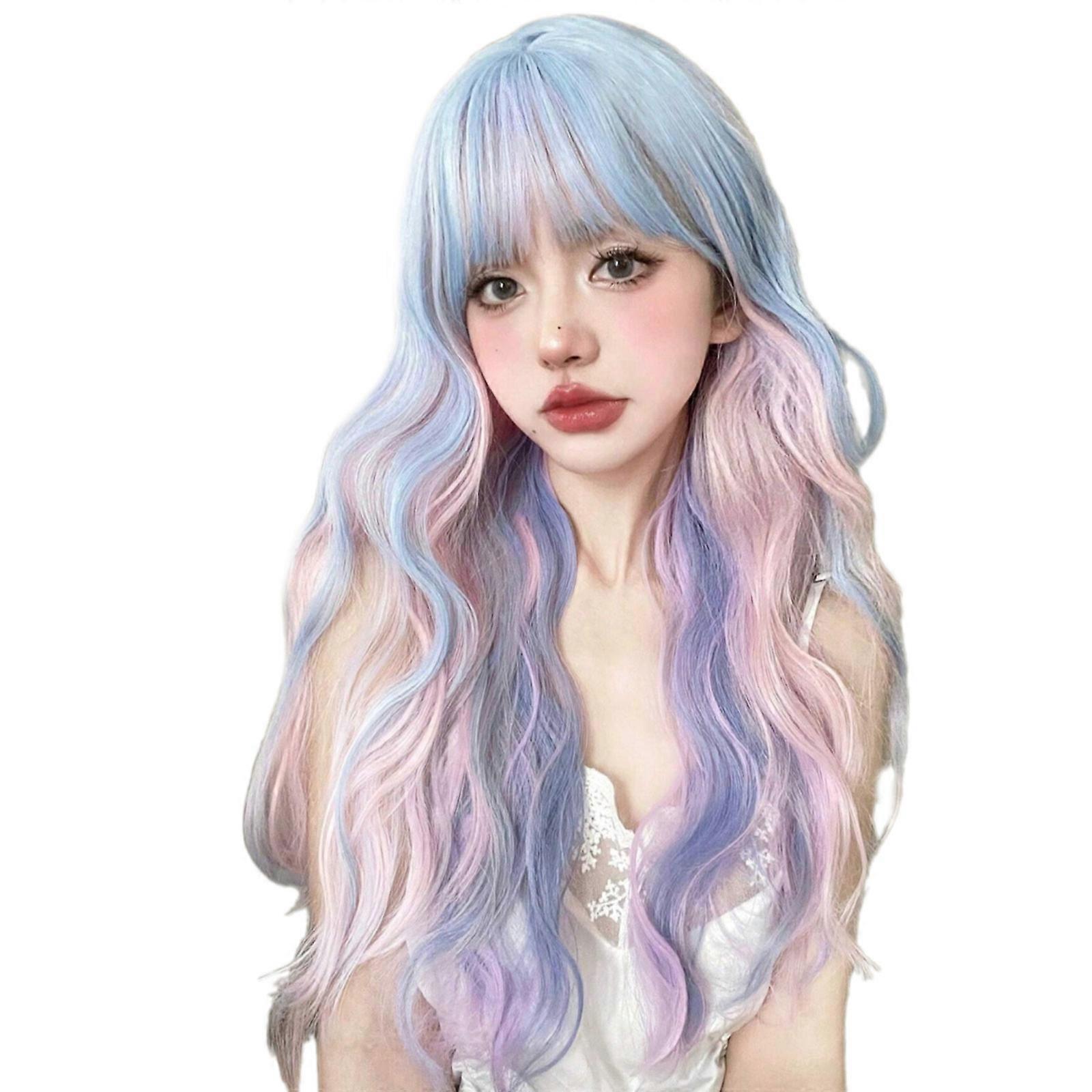Long Lasting Curly Synthetic Wigs Playful Candy Colored Adjustable Wigs For Themed Parties Multicolor