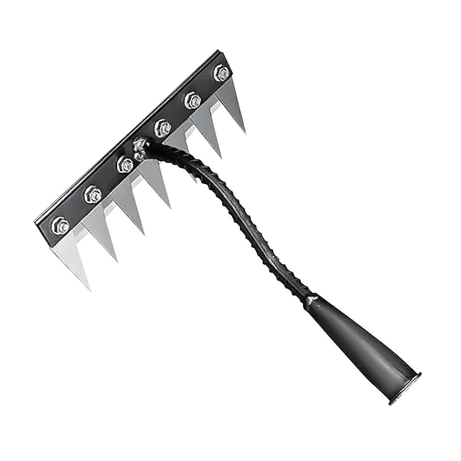Heavy Duty 7 Teeth Carbon Steel Garden Weeding Rake with Adjustable Handle and Ergonomic Grip