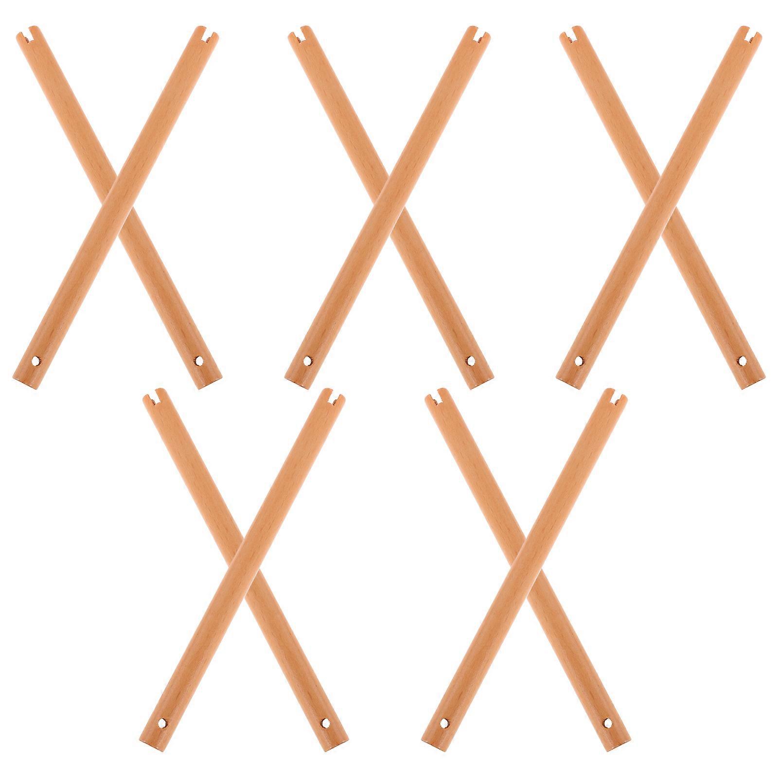 DIY Round Fan Handle Wooden Handheld Fan Handle 10Pcs Beige Comfortable Grip