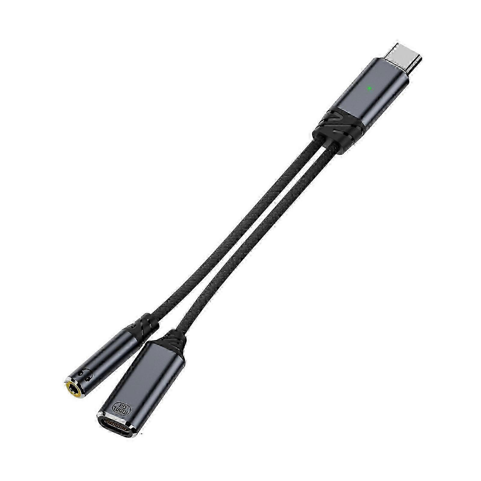 Portable Type C to 100W Charging Earphone Sound Adapter Cable Cord for Travel and Fitness Space Saving Designing Grey w