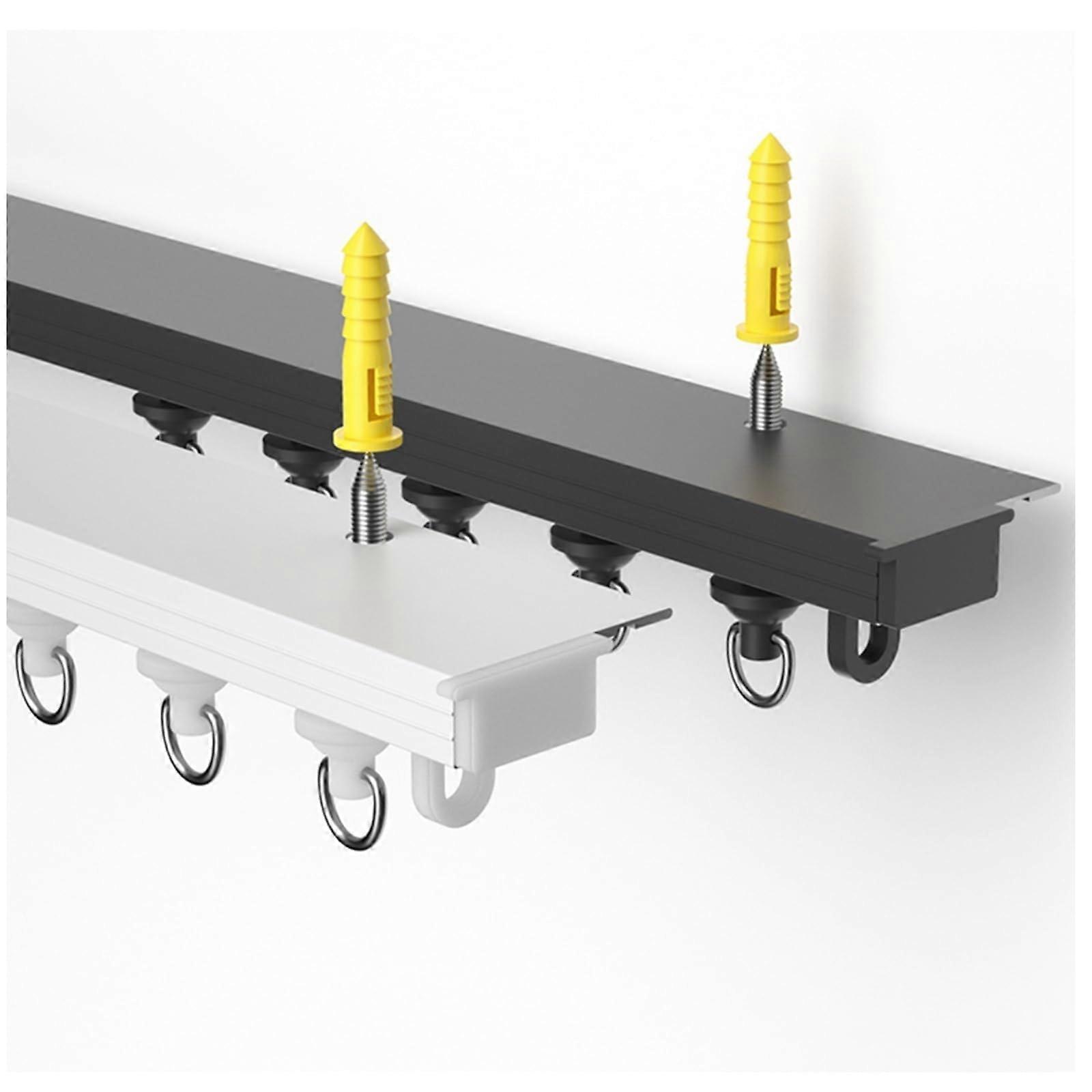 Heavy Duty Aluminum Curtain Track System with 90° Corner Curve, Rust Resistant, 2.1m Black