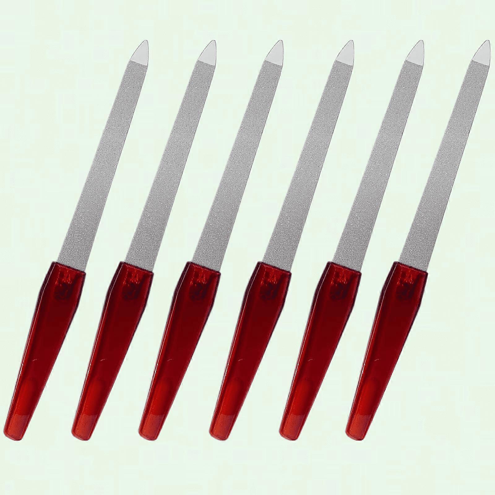 6 Pcs Metal Nail Files for Natural Nails, Durable Stainless Steel with Non-Slip Handle, compatible with Sharp for Smooth Shaping