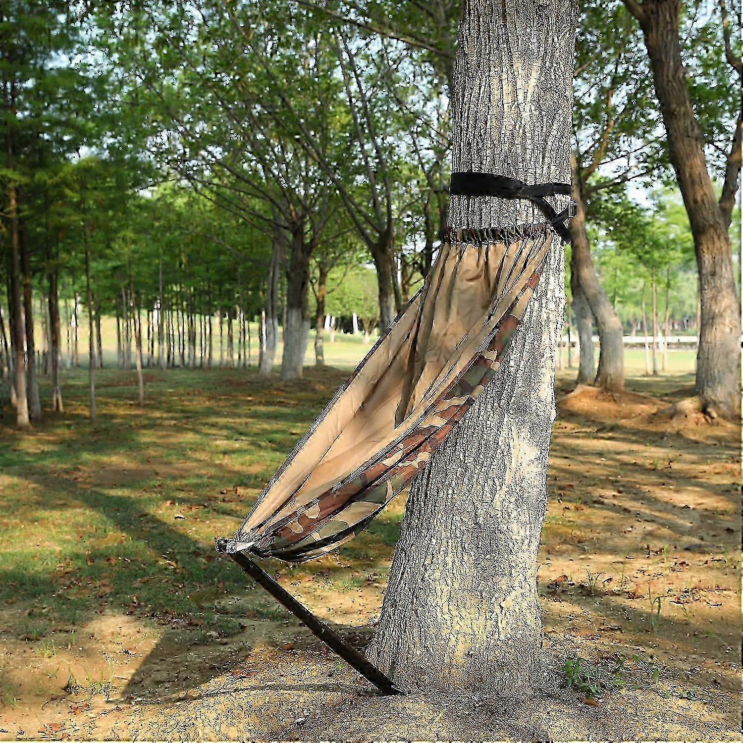 Tree Hunting Chair - Portable Camouflage Hammock Seat with Telescopic Support Pole, Oxford Cloth, Adjustable Height, Lightweight  Foldable for Deer B