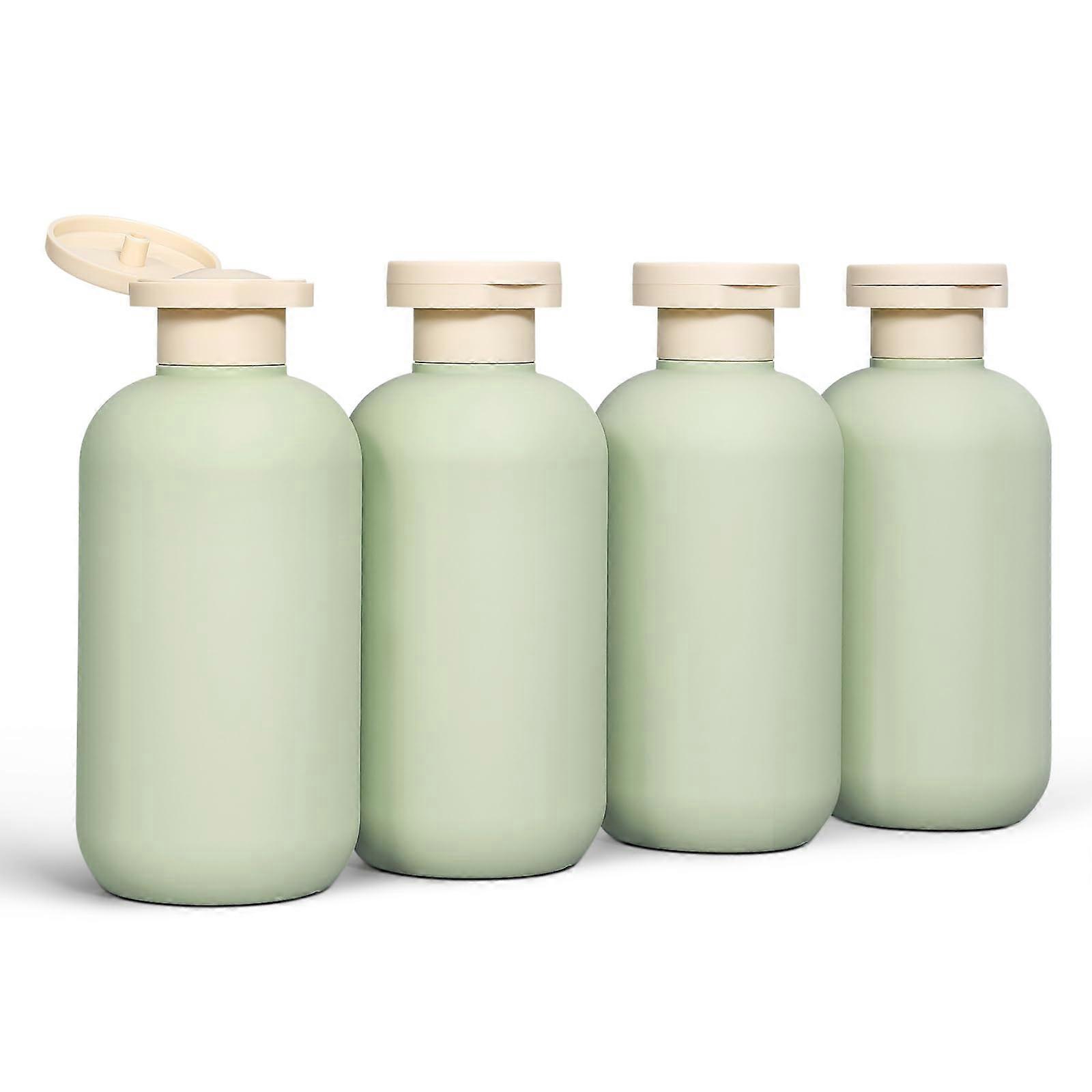 Travel Toiletry Bottles 6.6oz Leak Proof Refillable Shampoo and Lotion Containers with Flip Caps 4pcs Green