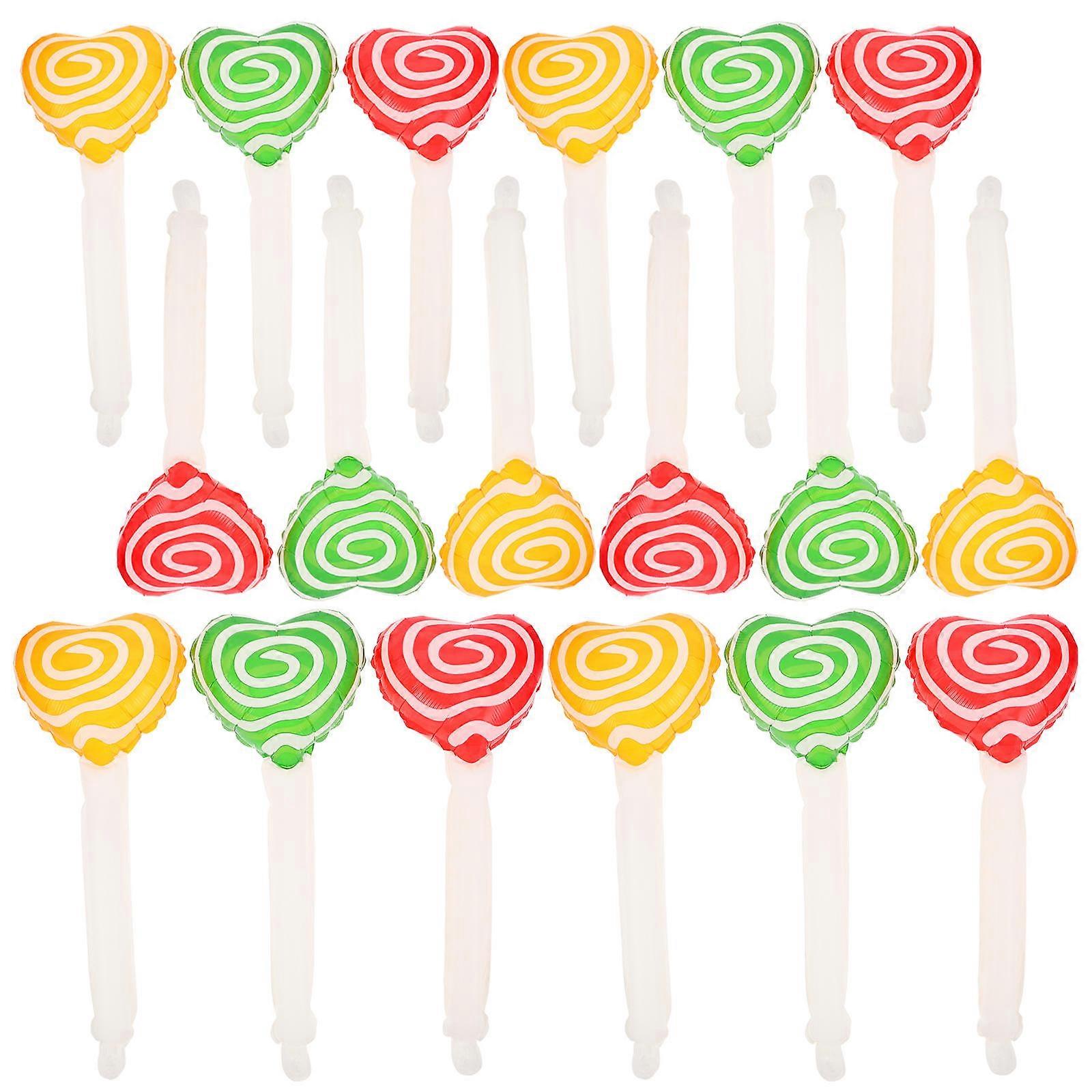 Assorted Color Candy Balloon Heart-Shaped Inflatable Stick 18Pcs Set