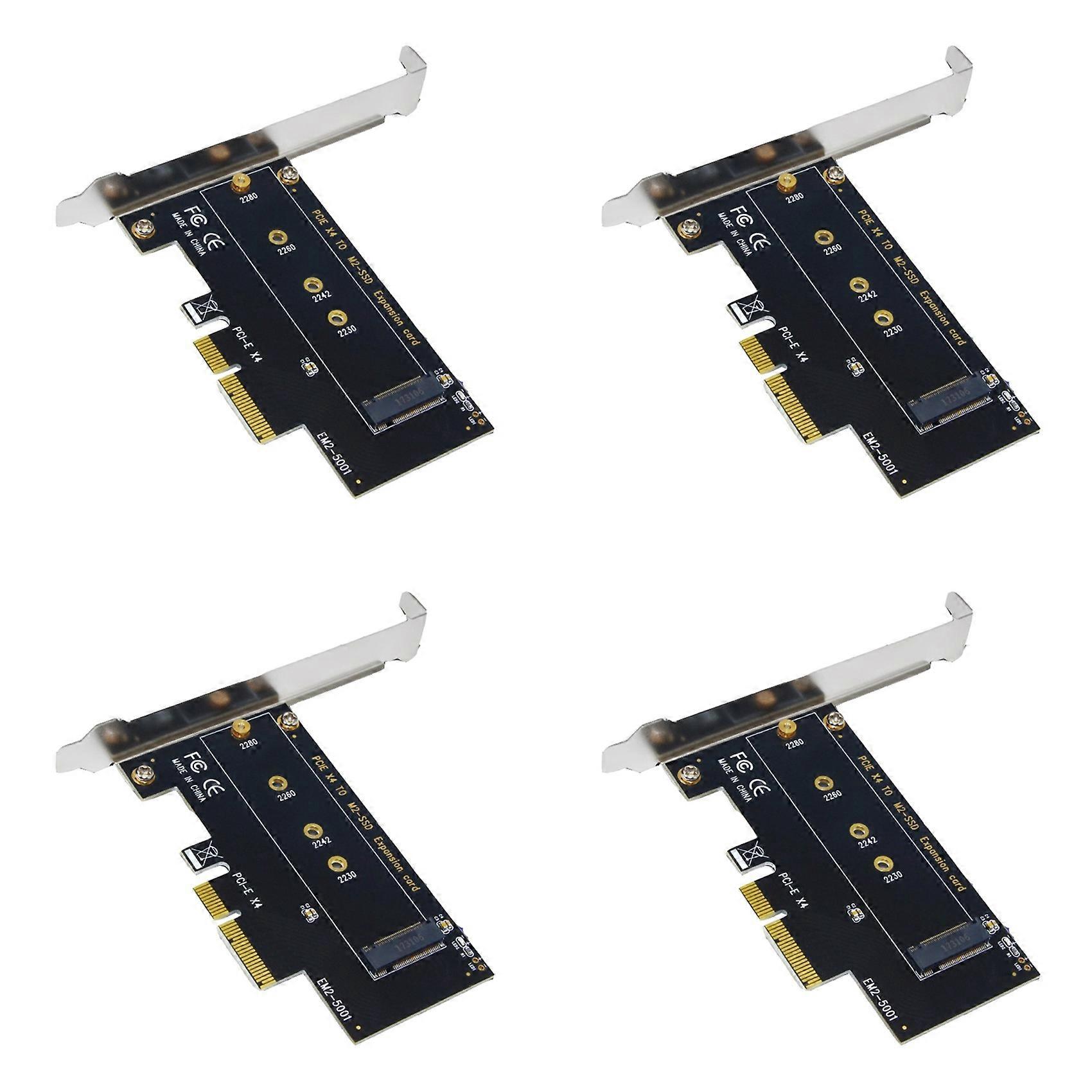 4X PCI-E 3.0 X4 to NVMe M.2 NGFF M Key SSD Riser Expansion Card for 2230/2242/2260/2280 M.2 SSD EM2-5001