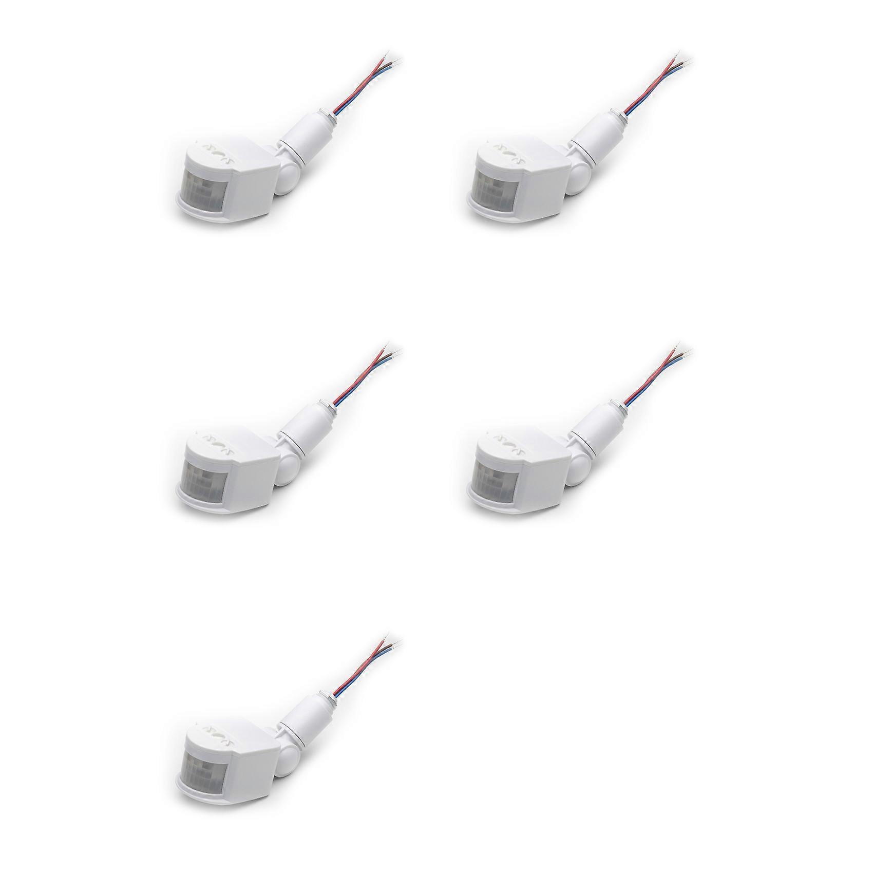 5X LED Light Motion Sensor Switch PIR Infrared Detector Automatic Movement Detector Auto on Off Outdoor, DC 12V White