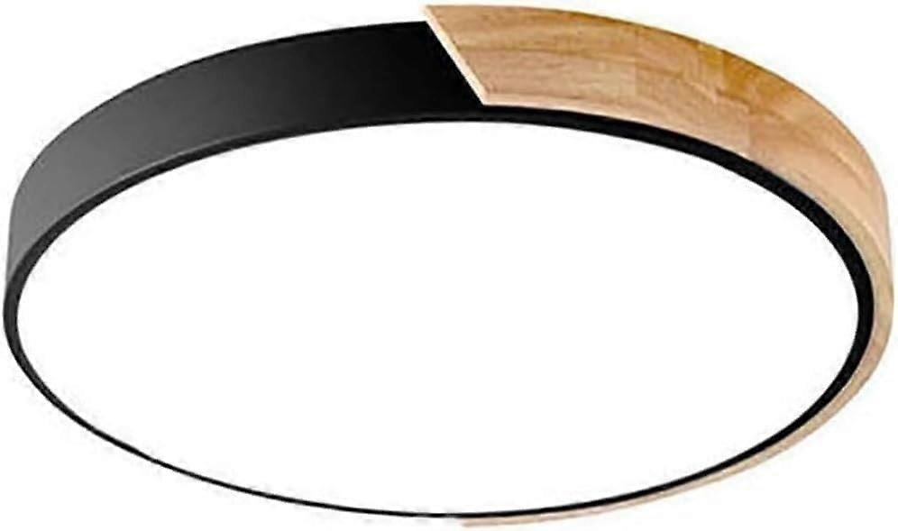 Modern LED Flush Mount Ceiling Light Dimmable Round Ultra Thin Black Fixture 50cm Warm White