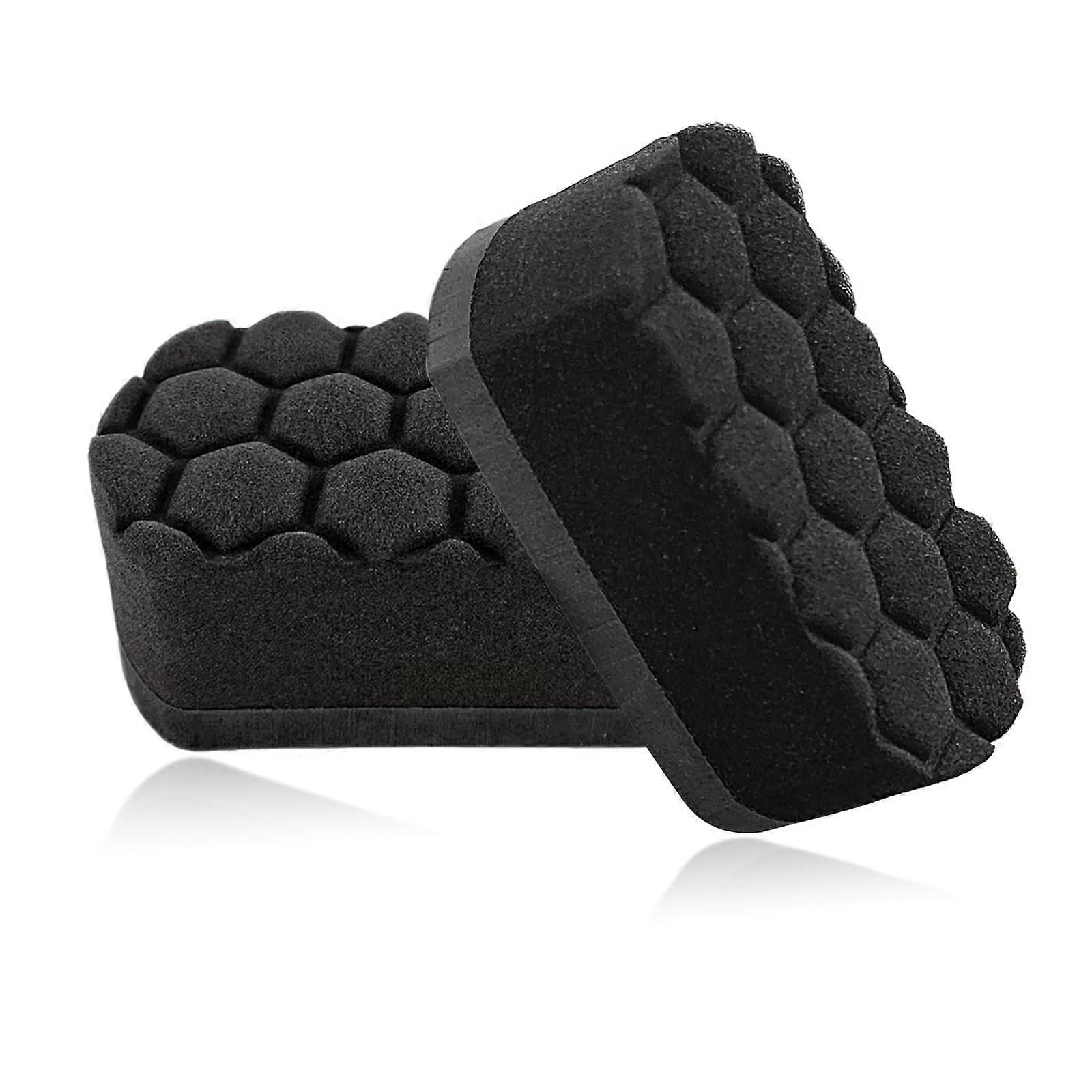 2PCS Tire Shine Applicator with NonSlip Grip, Reusable Foam Pad for Wheel and Tire Polishing (Black)