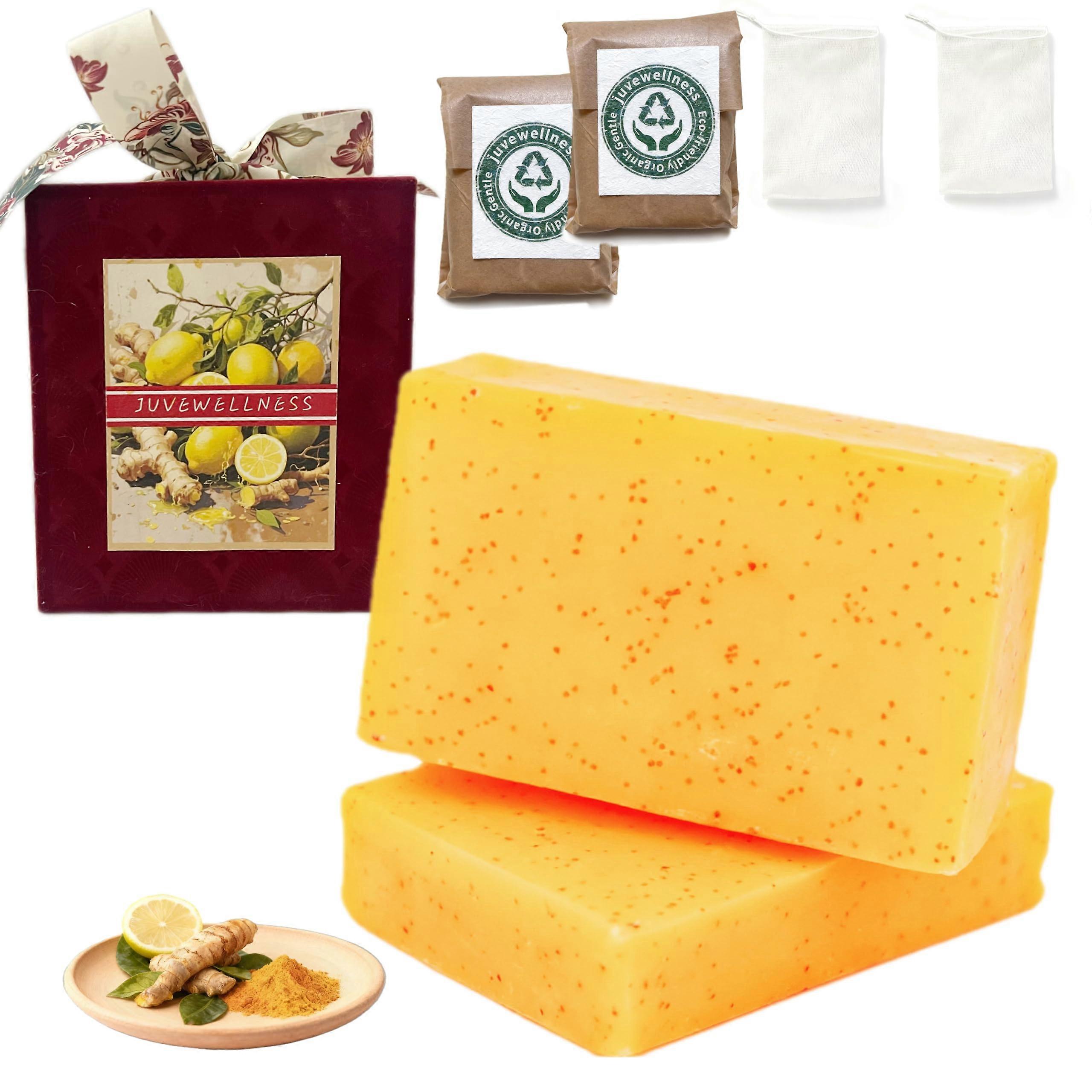 Turmeric and Lemon Soap Set for Brightening Skin, Acne Care, Gentle Hydration, Handmade 2 Pack