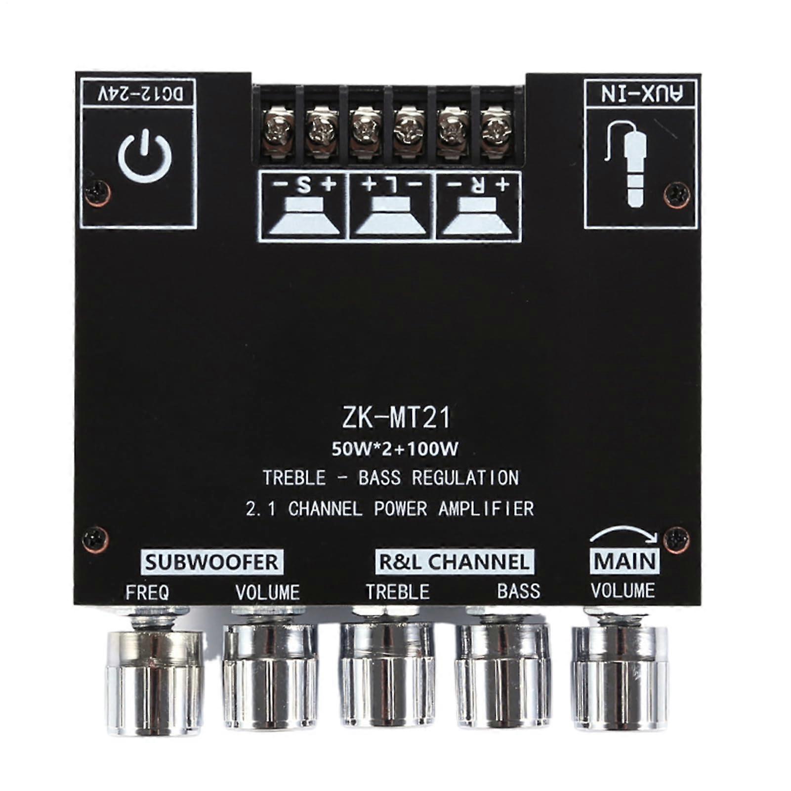 Audio Amplifier Board 2.1 Channel 100W Subwoofer Wireless Audio Receiver AUX Input and Bass Control For Studio/Home Use