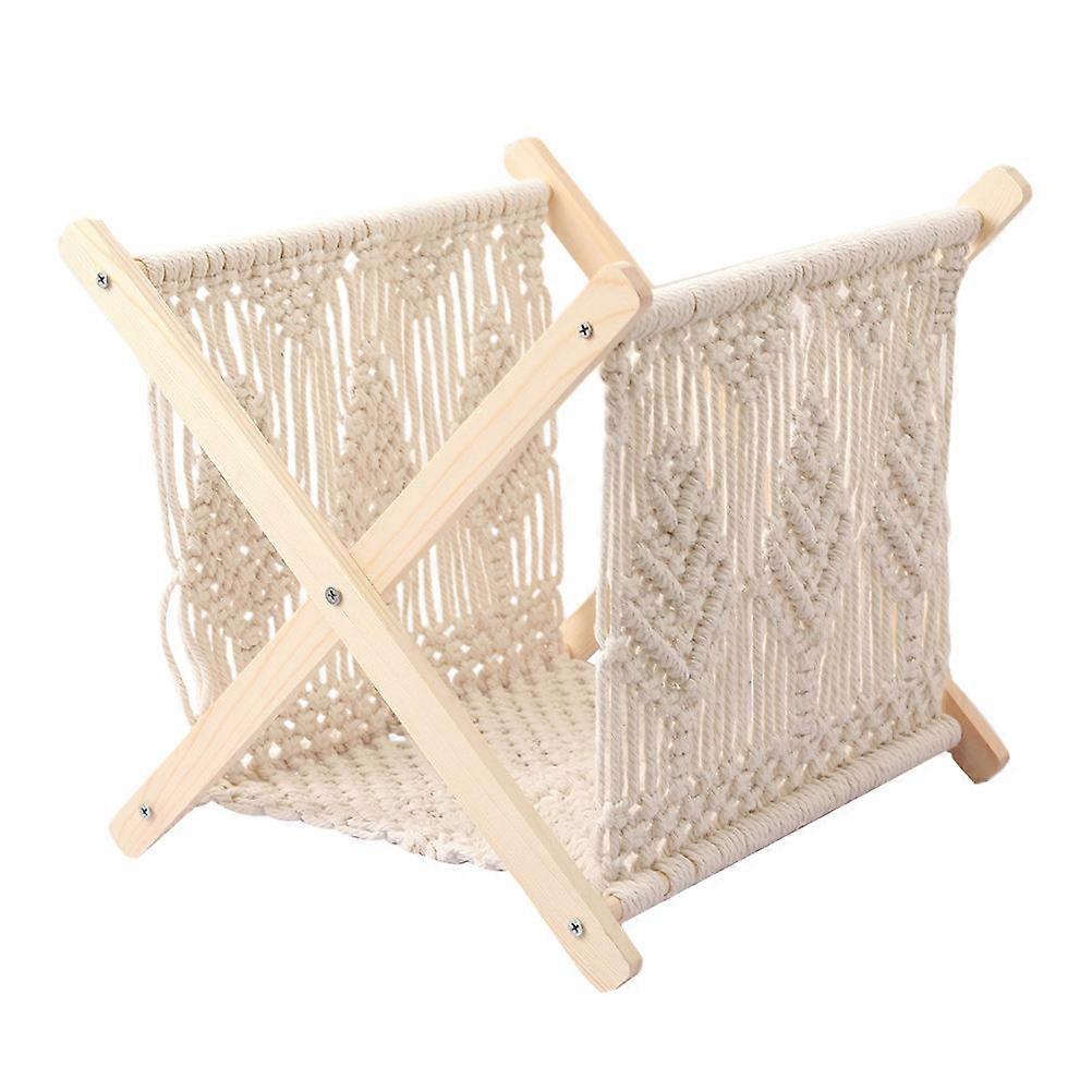 Beige Woven Magazine Rack for Storage 2Pcs Rustic Home Holder