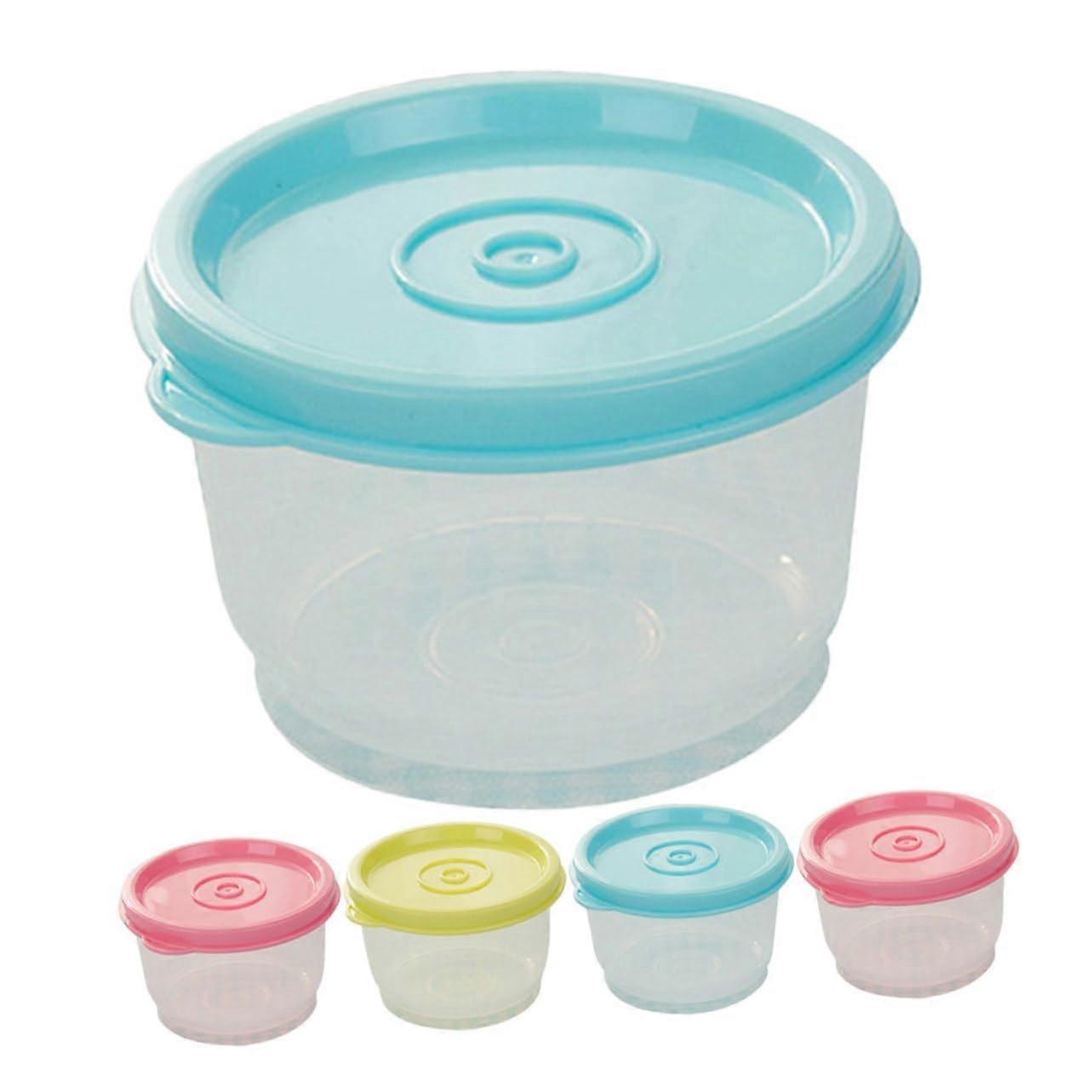 5Pcs Food Storage Containers Leakproof Salad Dressing Cups Reusable Condiment with Lids Mixed Colors