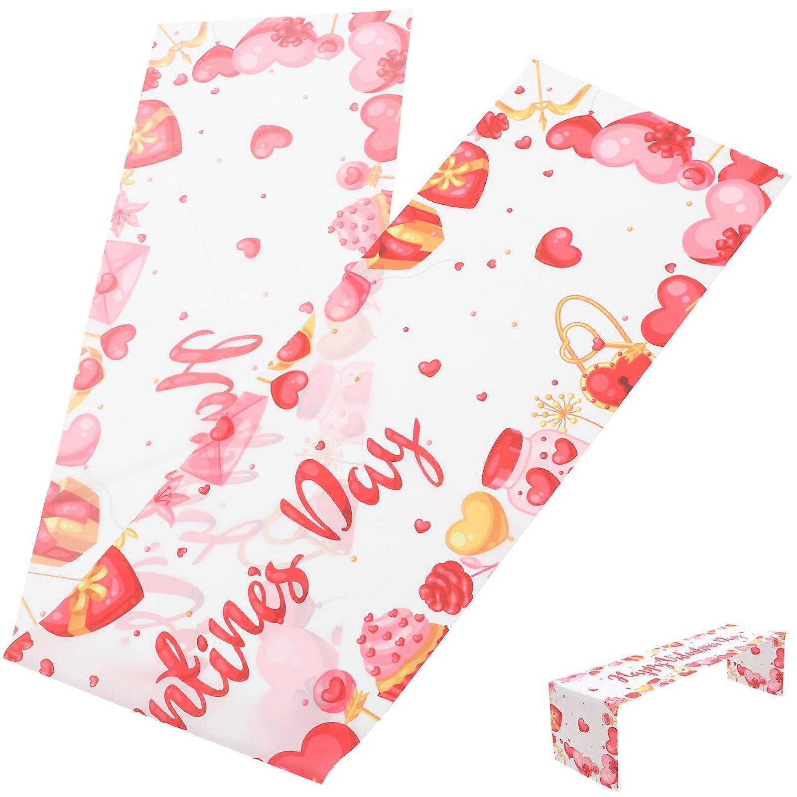Romantic Valentine Table Runner Tablecloth for Table Decor 5Pcs Set