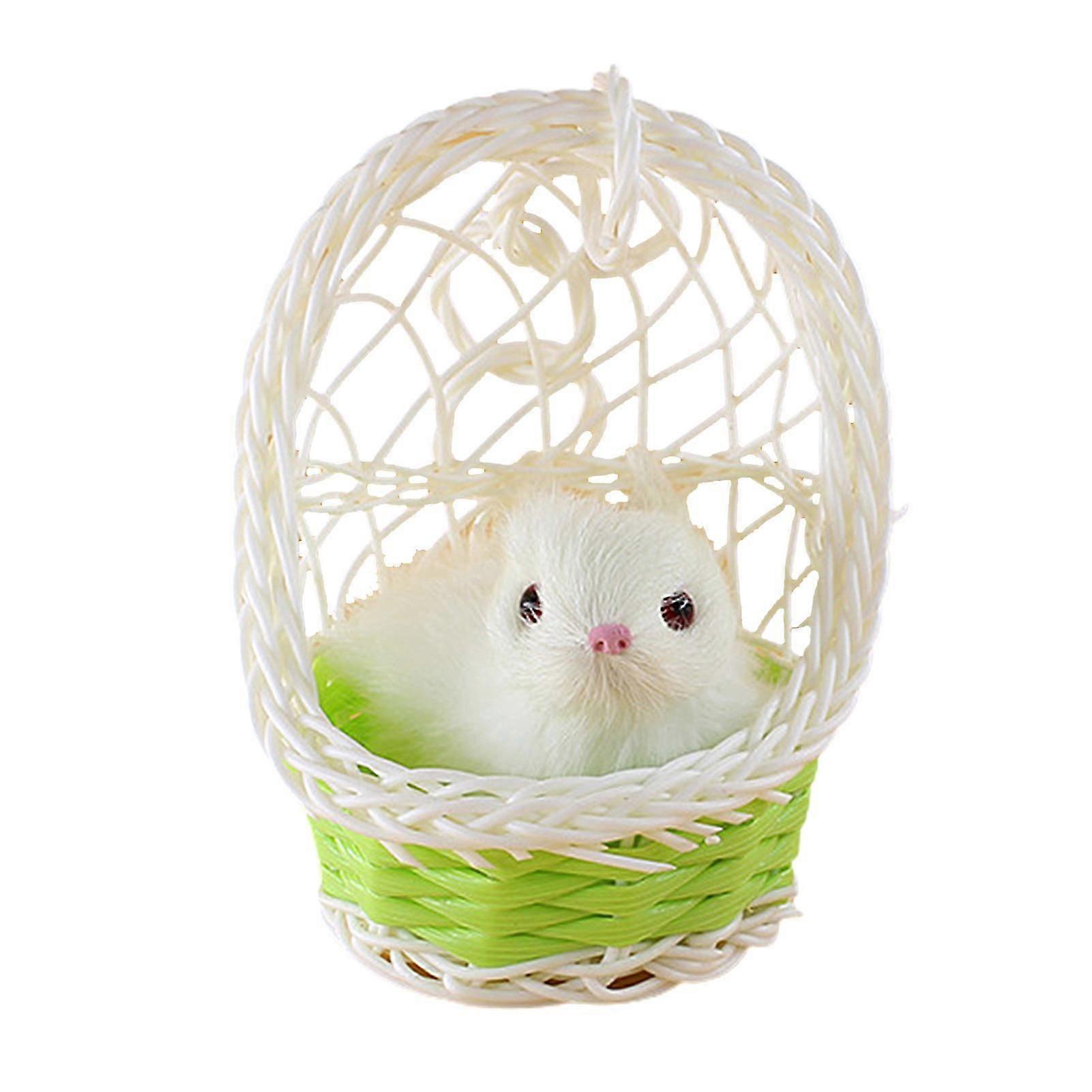 Cute Simulation Cat Kitten Plush Doll Toy Desktop Figurine With Hanging Basket