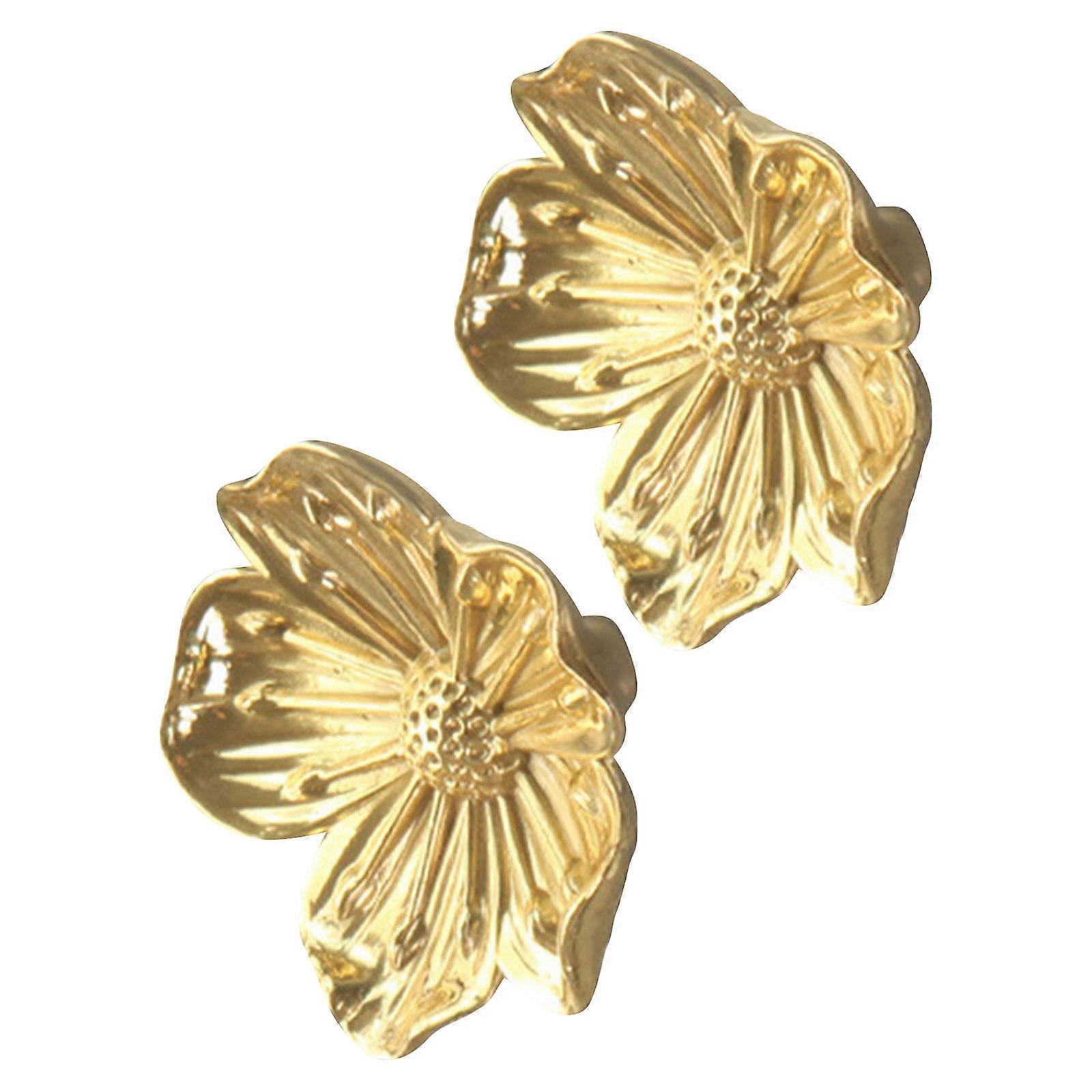 Brass Vintage Flower Drawer Knobs for Decor 2Pcs Gold Wardrobe Pulls