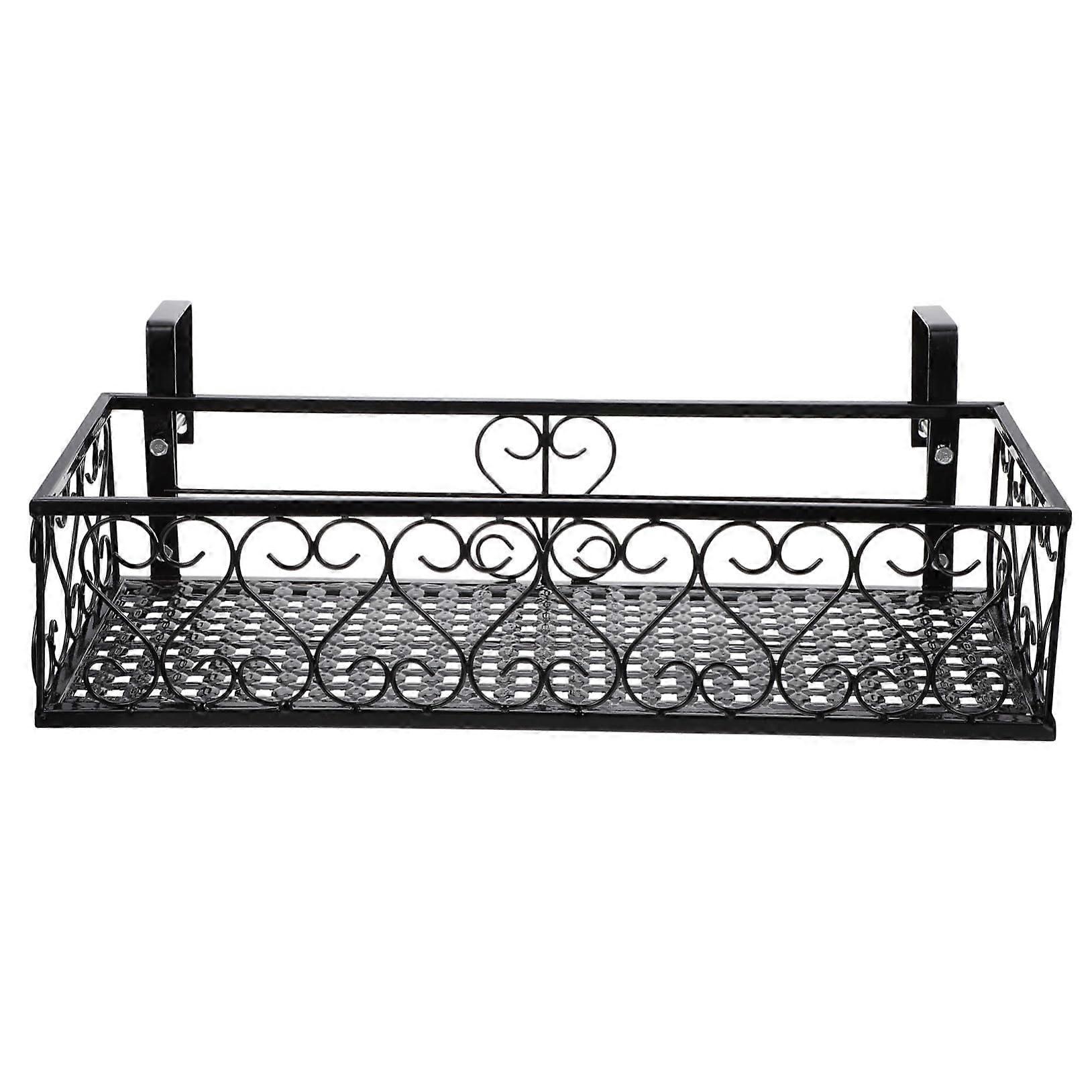 Balcony Railing Planter Box, Durable Iron Hanging Flower Holder, Large Rectangular Outdoor Decor