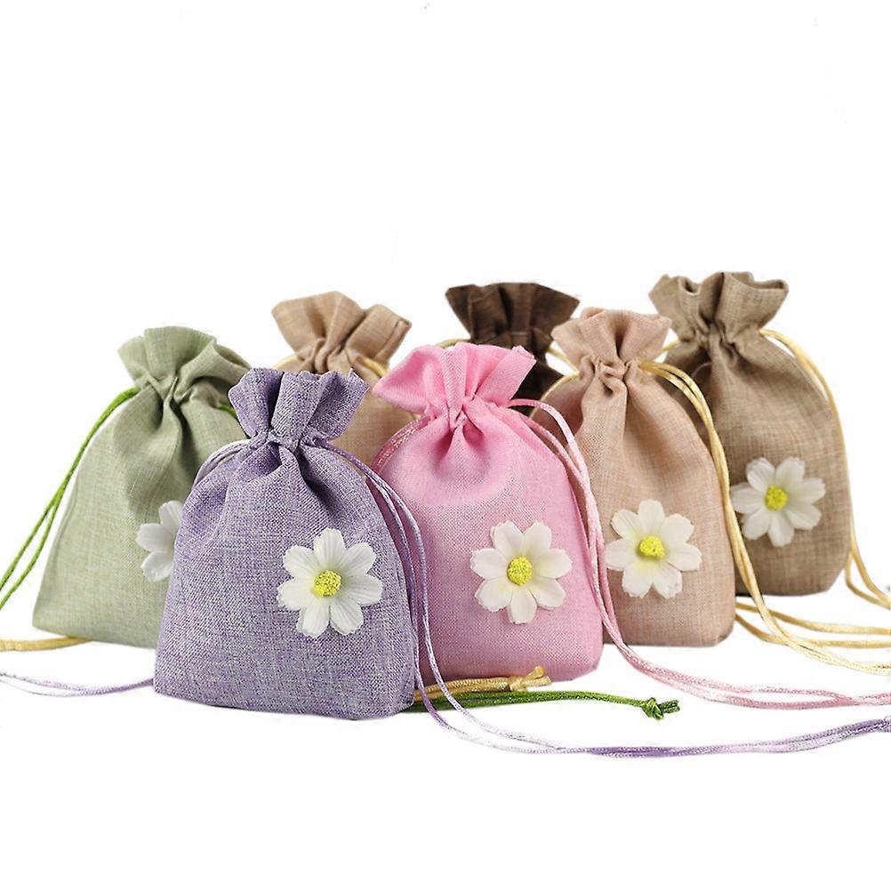 Linen Drawstring Bag Sachet Bag for Storage Use 12Pcs Assorted Color