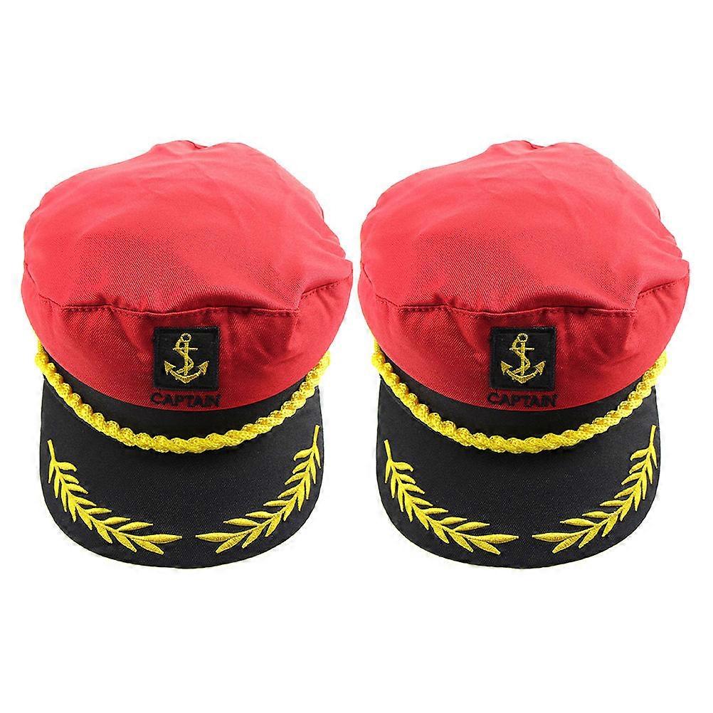 Captain Hat Red Polyester for Wearing 4Pcs Sailor Costume Accessory
