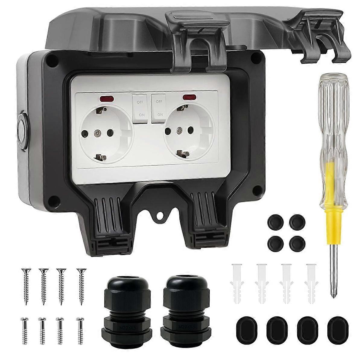 Outdoor Socket Waterproof IP66 Outdoor Socket with Switch Indicator Light,3680 W Weatherproof Outdo