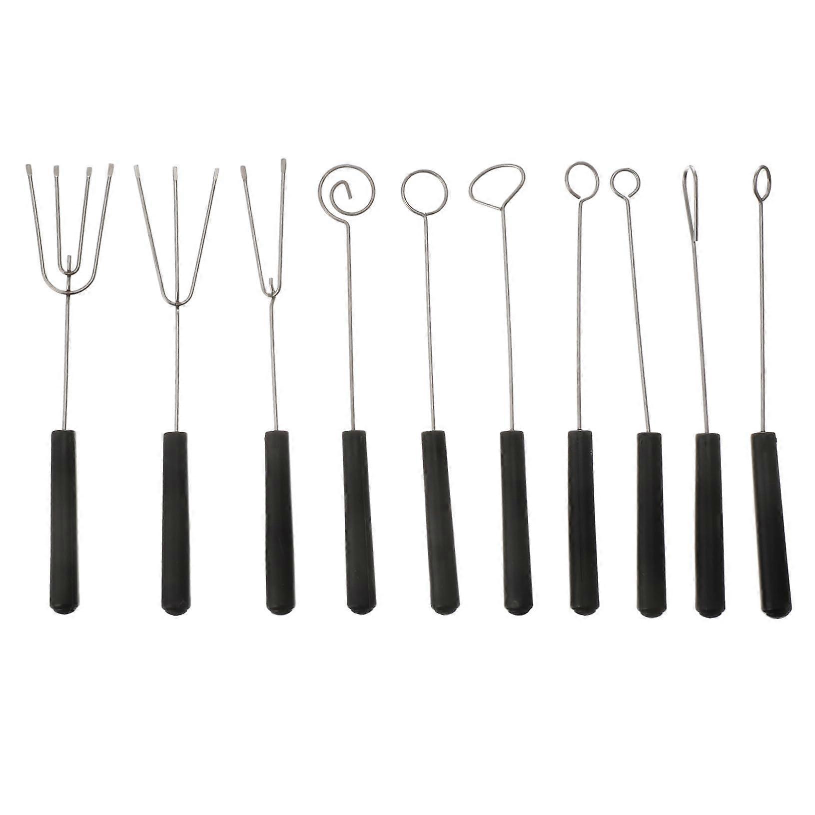 10pcs Stainless Steel Chocolate Dipping Fork Set for Candy Fruit Baking and Cake Decorating