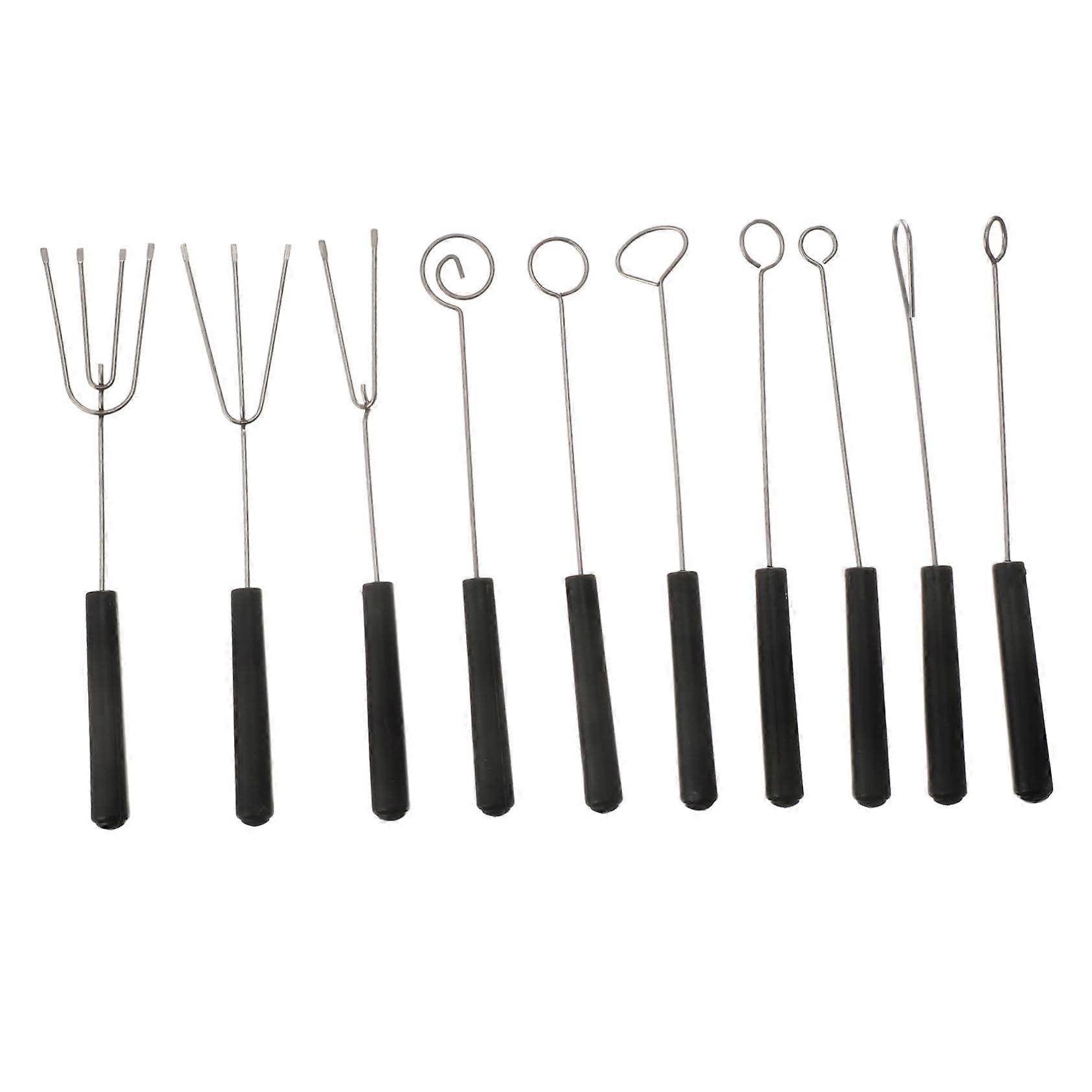 10pcs Stainless Steel Chocolate Dipping Fork Set for Candy Making and Cake Decorating