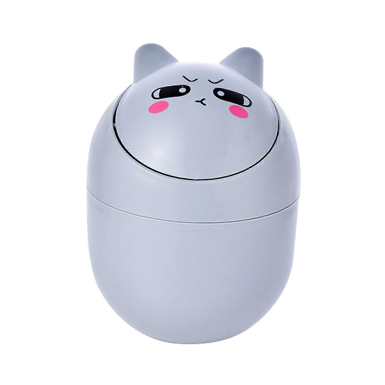 Mini Trash Can with Cute Cat Design, Odor Blocking Swing Lid Garbage Bin for Desk or Bedside