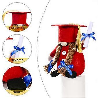 Ornaments Blue and Red Graduation Bachelor Hat Faceless Doll Decorative Toys Room Decor A