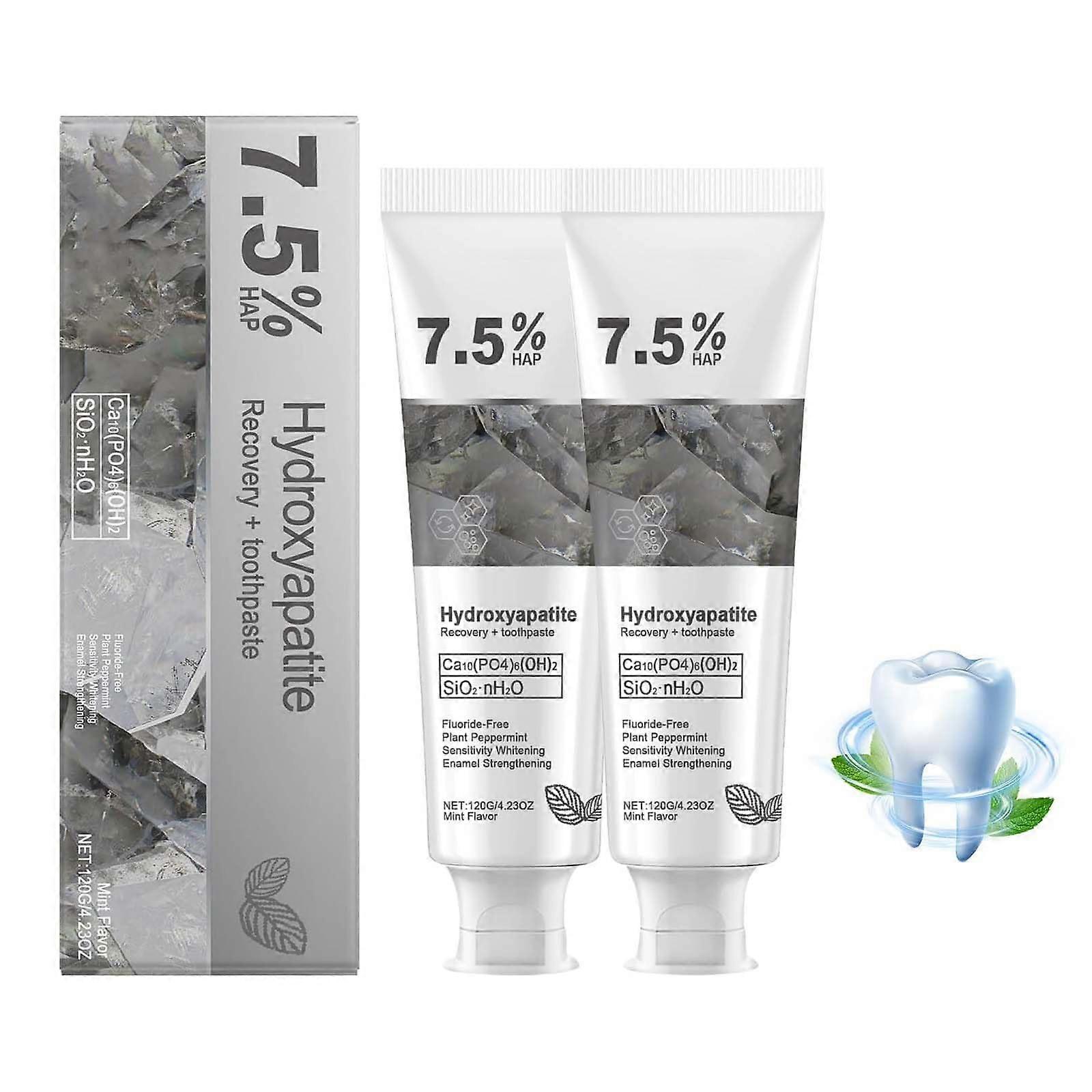 2PCS Hydroxyapatite Toothpaste for Sensitive Teeth, Fluoride Whitening, Enamel , Mint 4.23oz