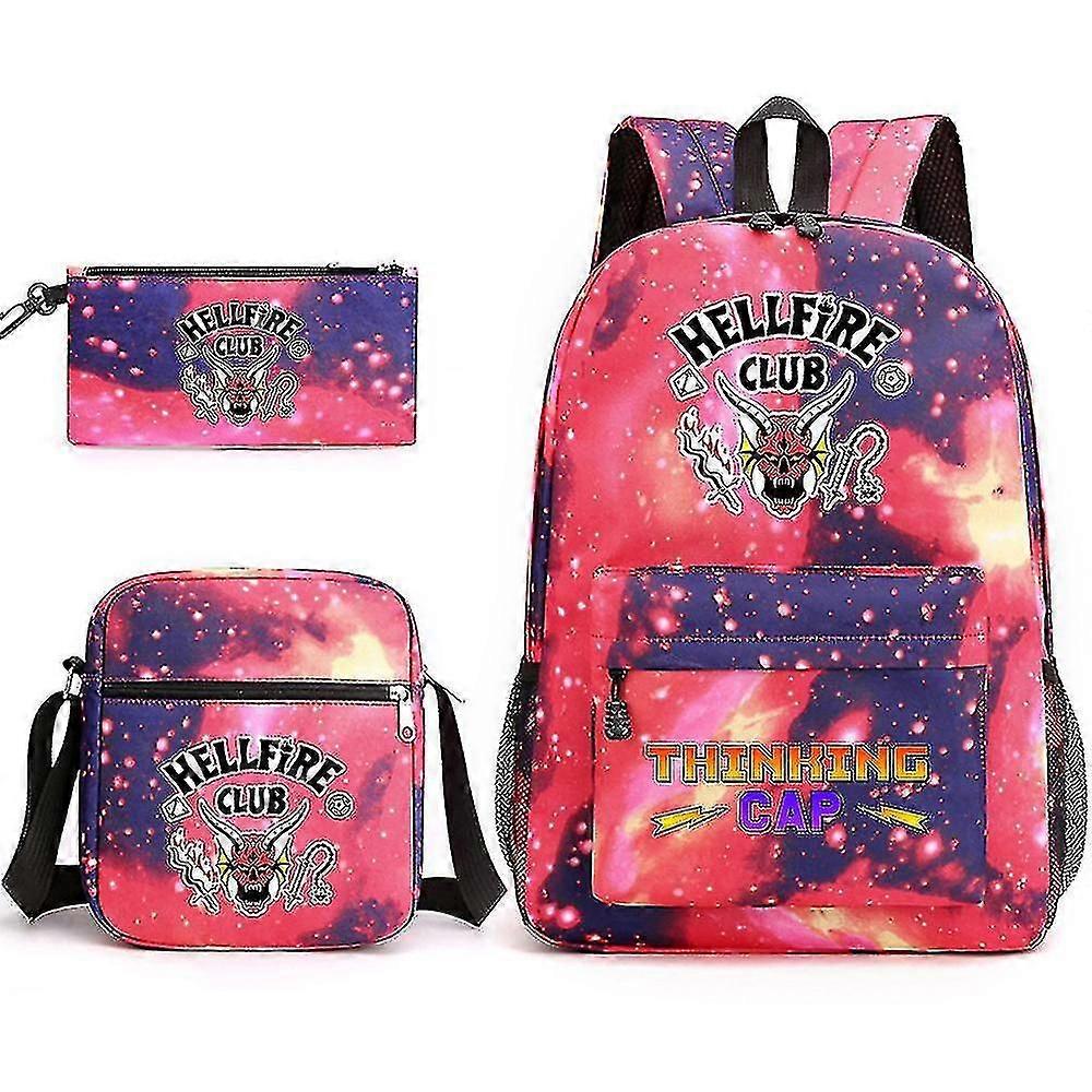 Hellfire Club Backpack Three-piece Set Hell Fire School Bag A