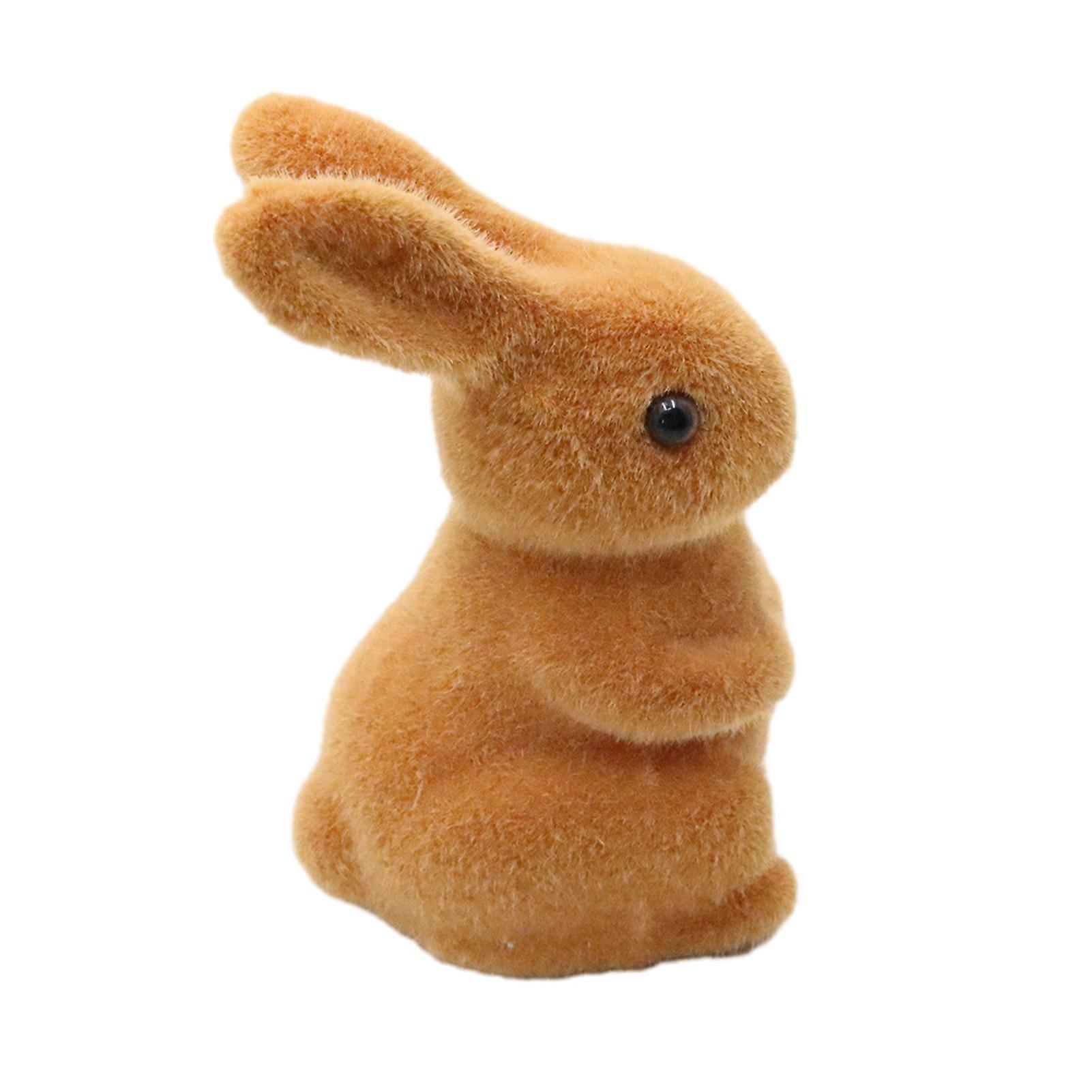 Flocked Bunny Statue with Resin and Moss for Spring Easter Yard Decor