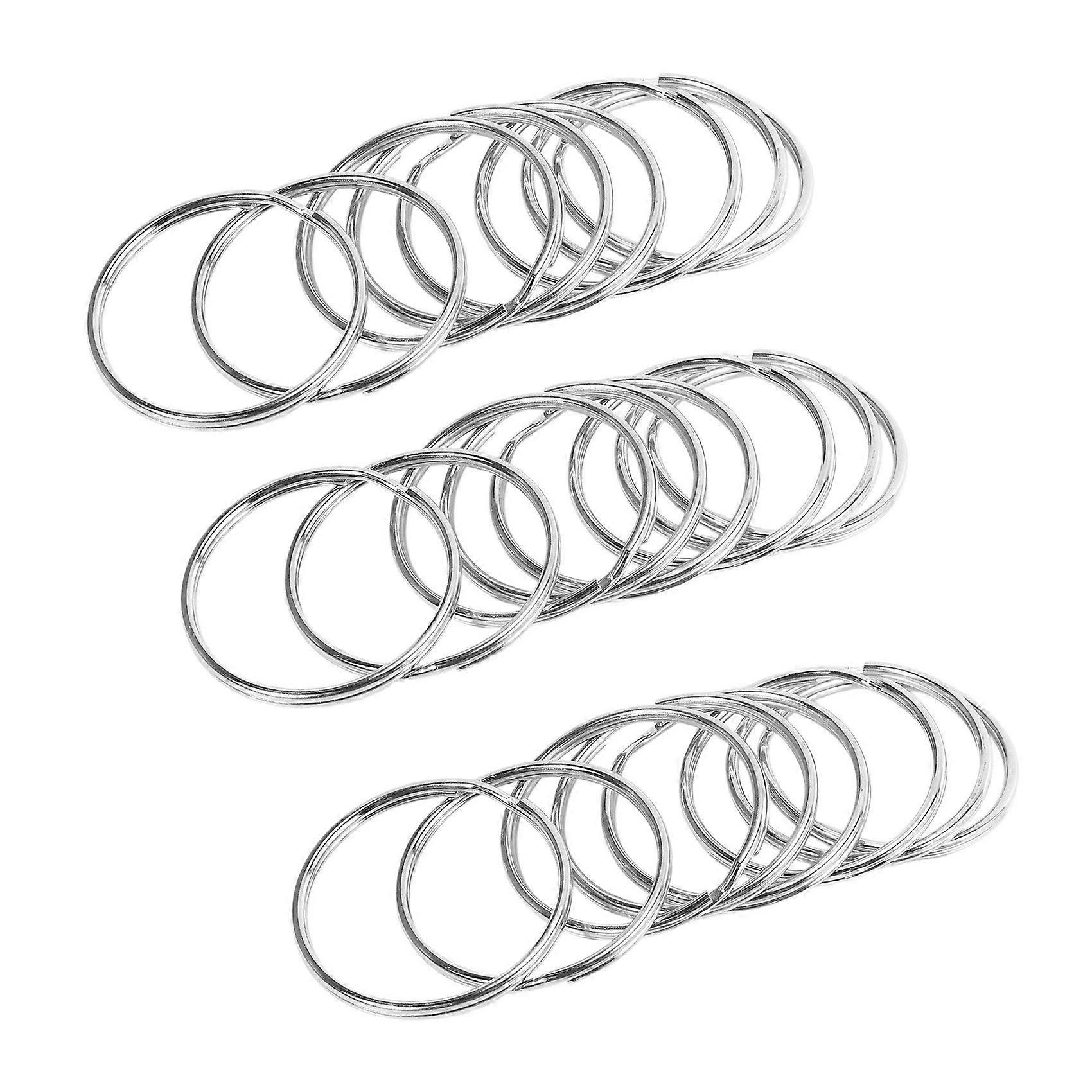 30X Quality 50mm Keyring Split Ring Set Heavy Duty Large Nickel Key Loop Sprung Hoop