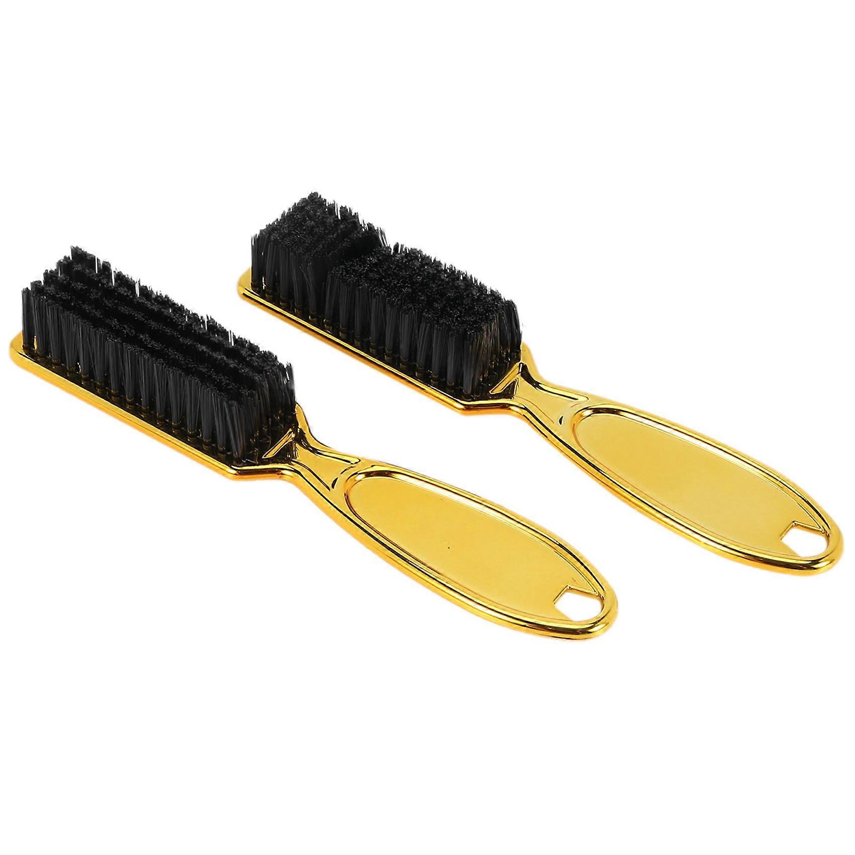 Fade Brush Comb Scissors Cleaning Brush Barber Shop Gold 2PC